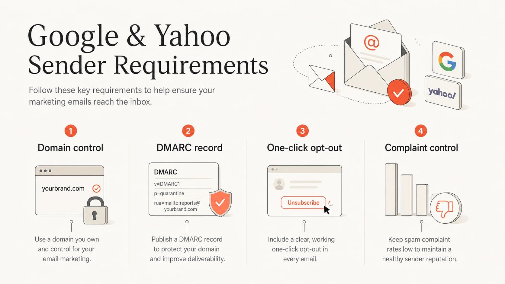 Four requirements for marketing email under Google and Yahoo sender rules