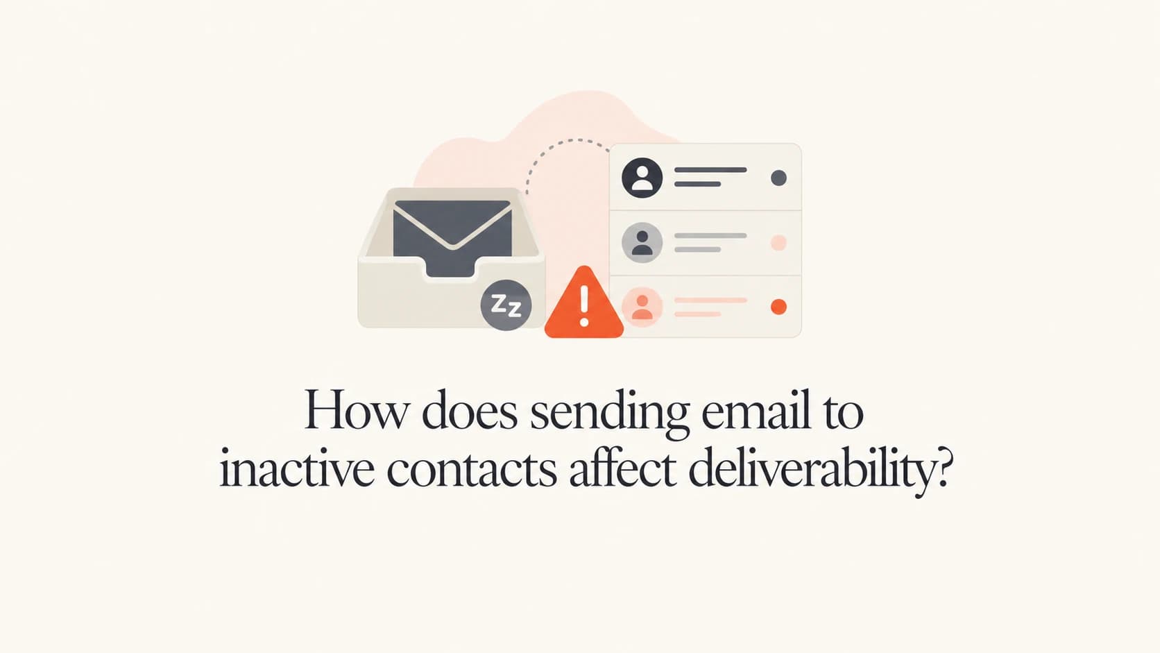 Inactive email contacts shown as a segmented list beside a quiet inbox.