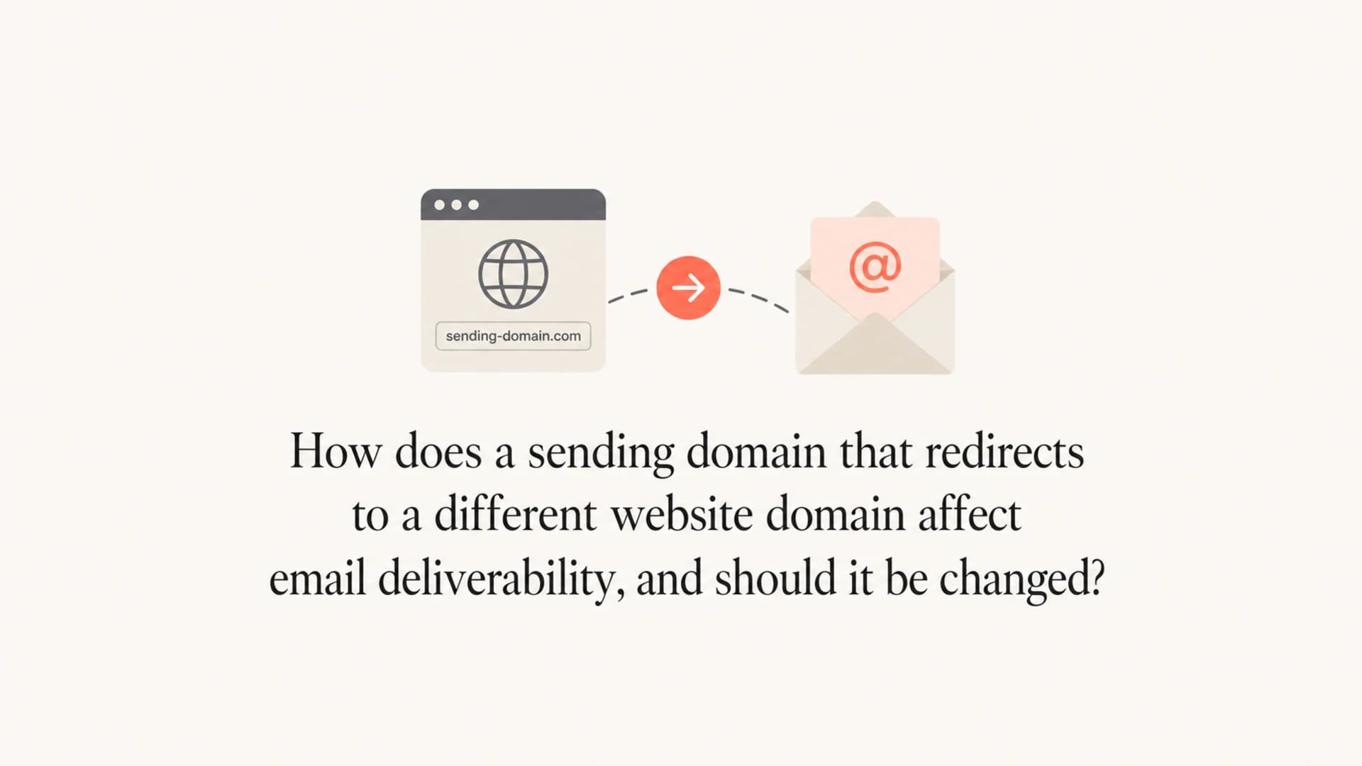 Sending domain, redirect path, and inbox shown as a calm editorial thumbnail.
