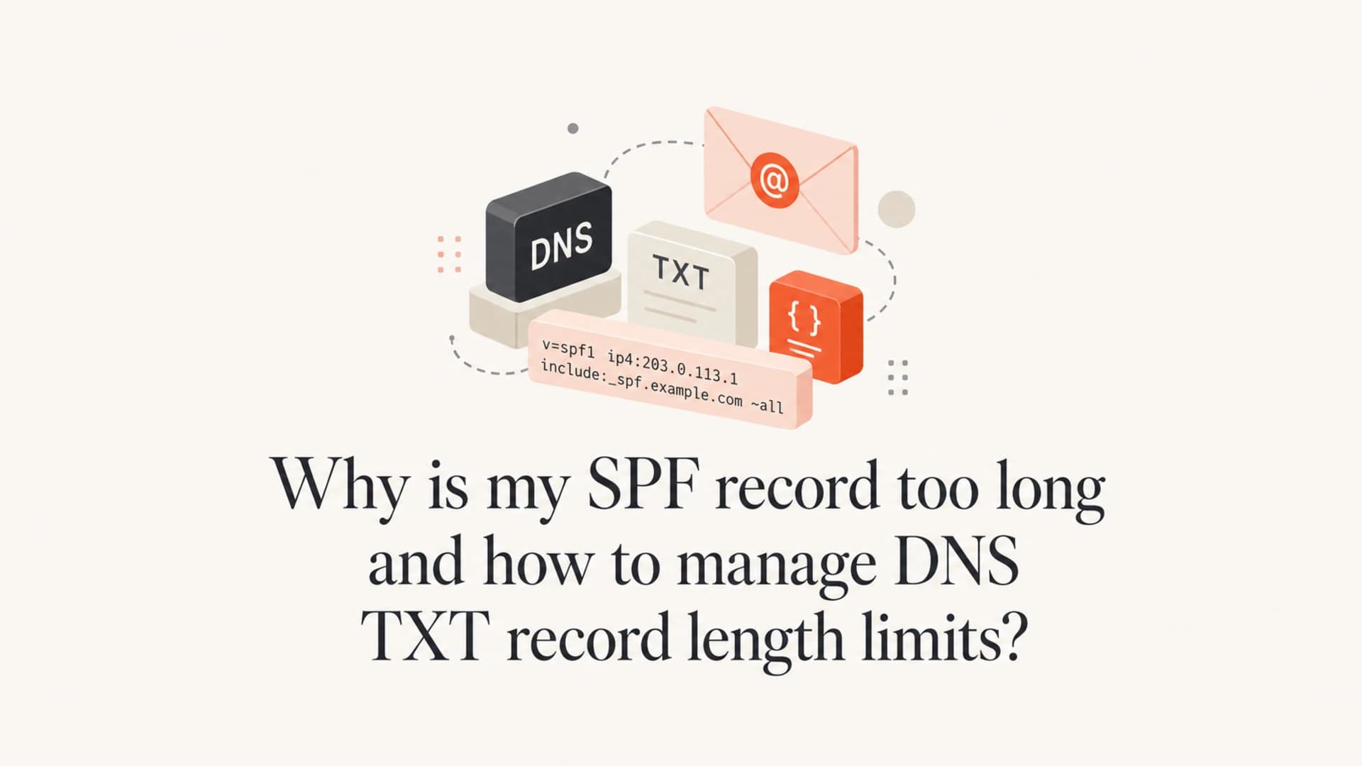 Article thumbnail about SPF record length and DNS TXT limits.