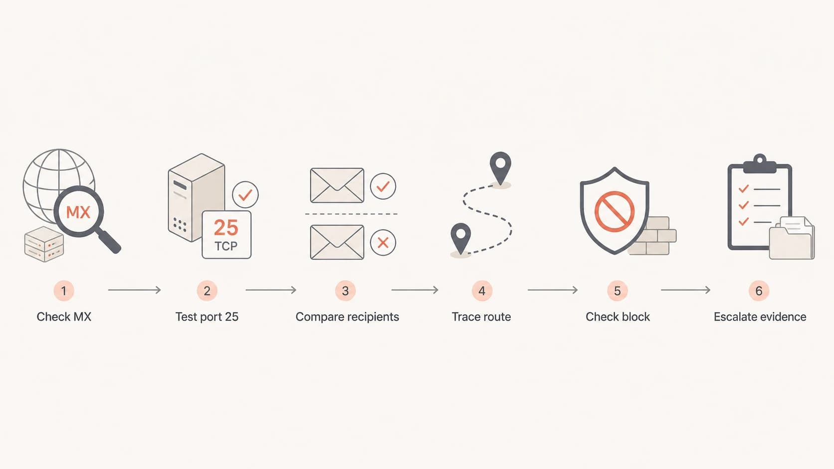 Flowchart for diagnosing a connection refused email sending error.