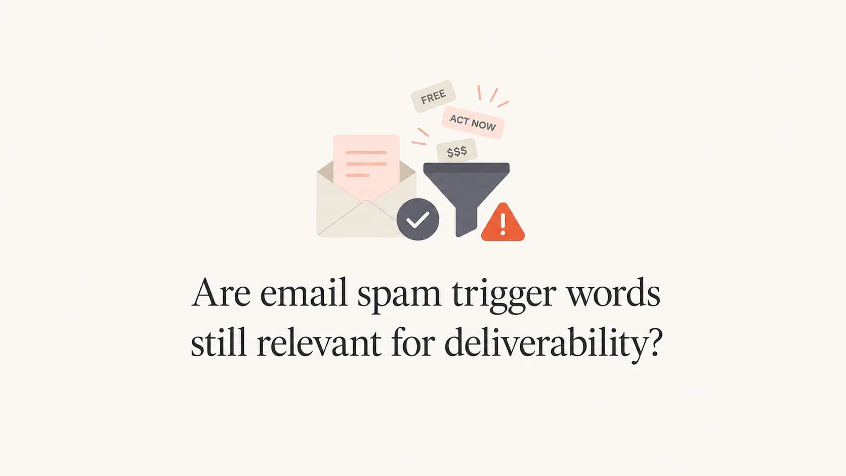 Editorial thumbnail about spam trigger words and email deliverability.
