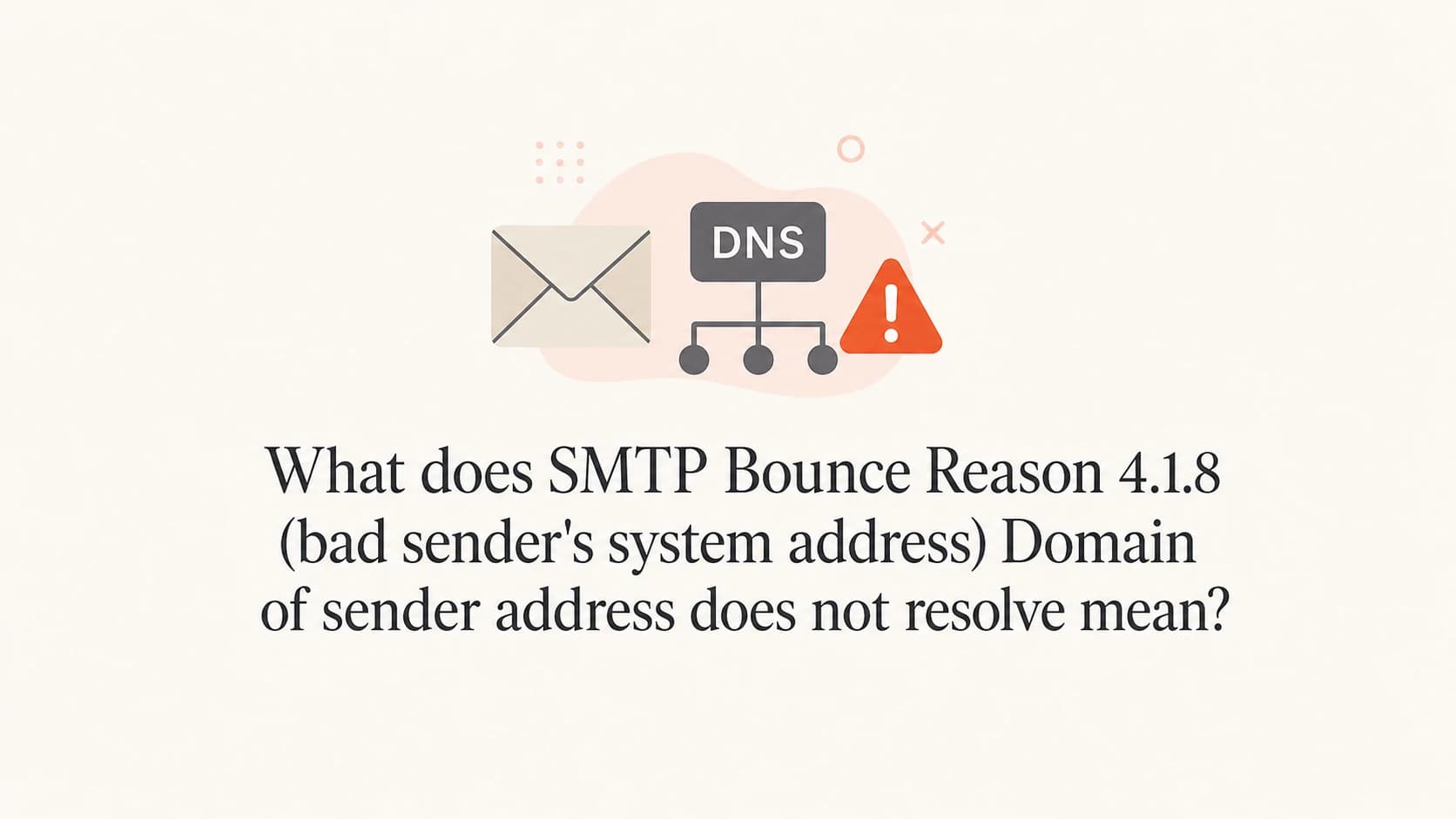 An envelope beside DNS nodes showing a sender domain resolution error.
