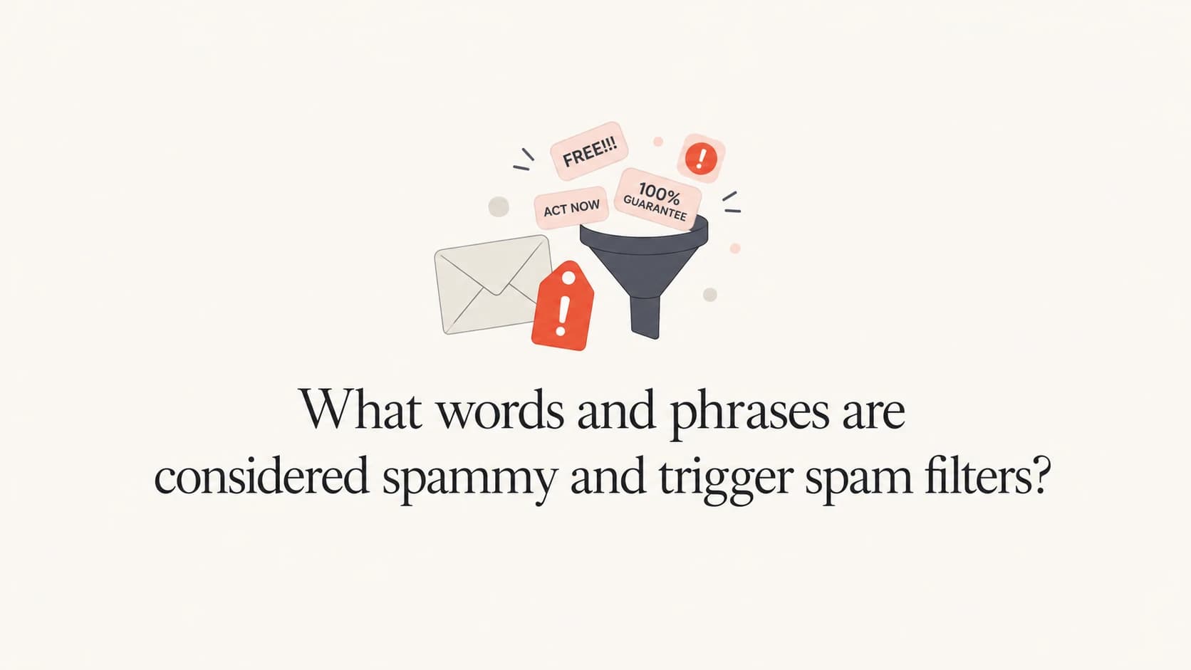 A calm editorial thumbnail about spammy words and email filtering.