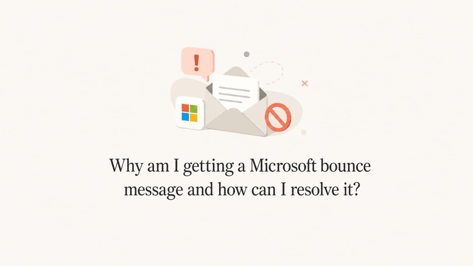 Microsoft bounce message title artwork with a small email error icon.