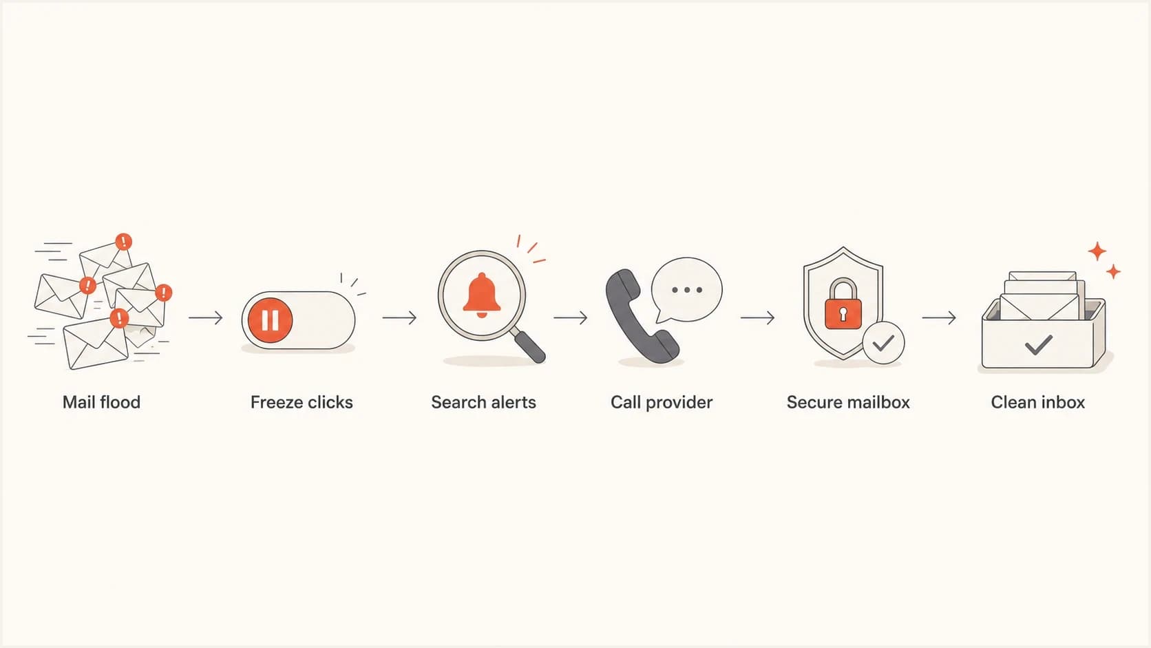 A six-step flow for responding to a list bombing attack.