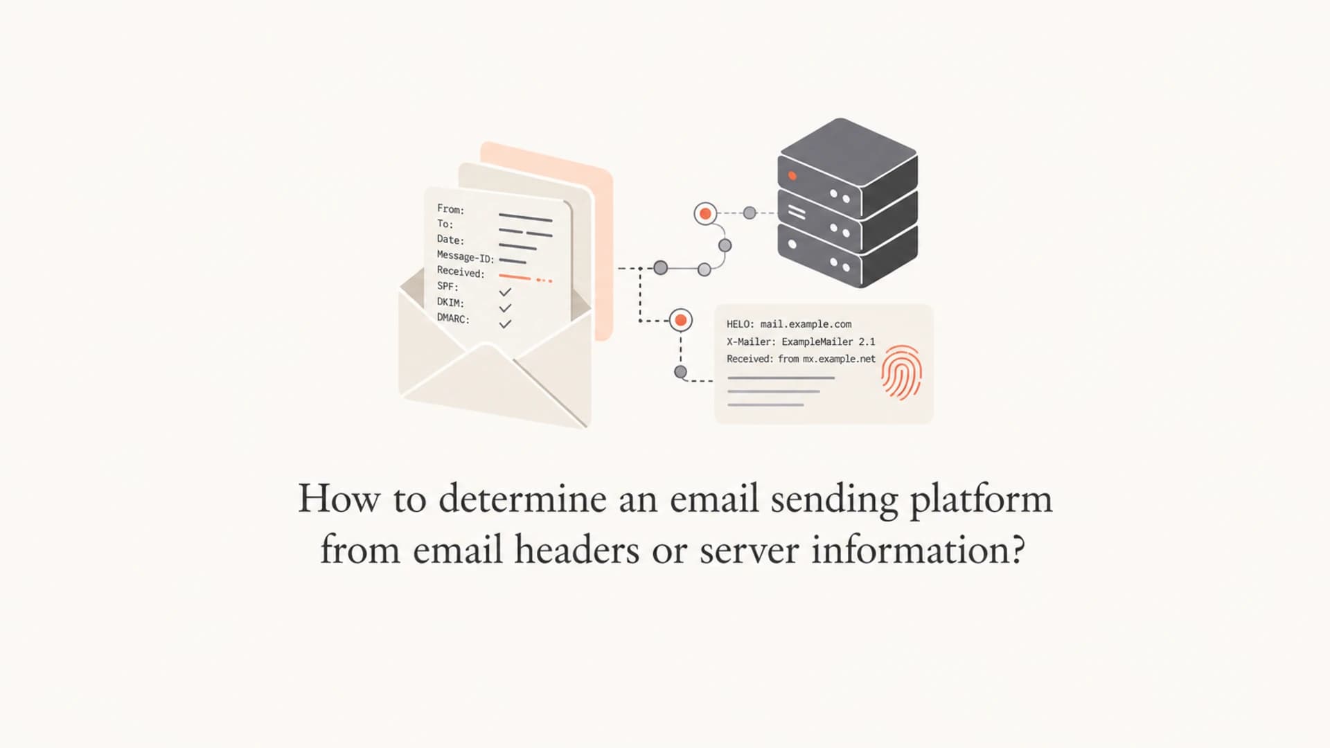 Email header clues and SMTP routing details used to identify a sending platform.