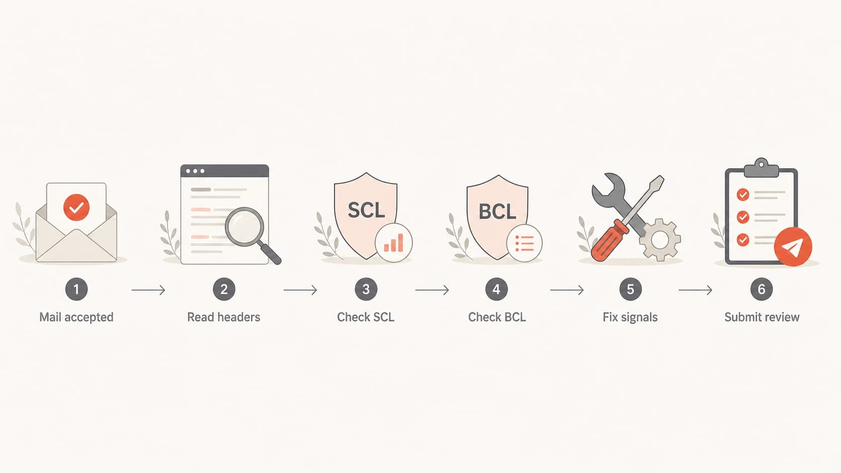 Flowchart for diagnosing Microsoft SCL and BCL junk placement.