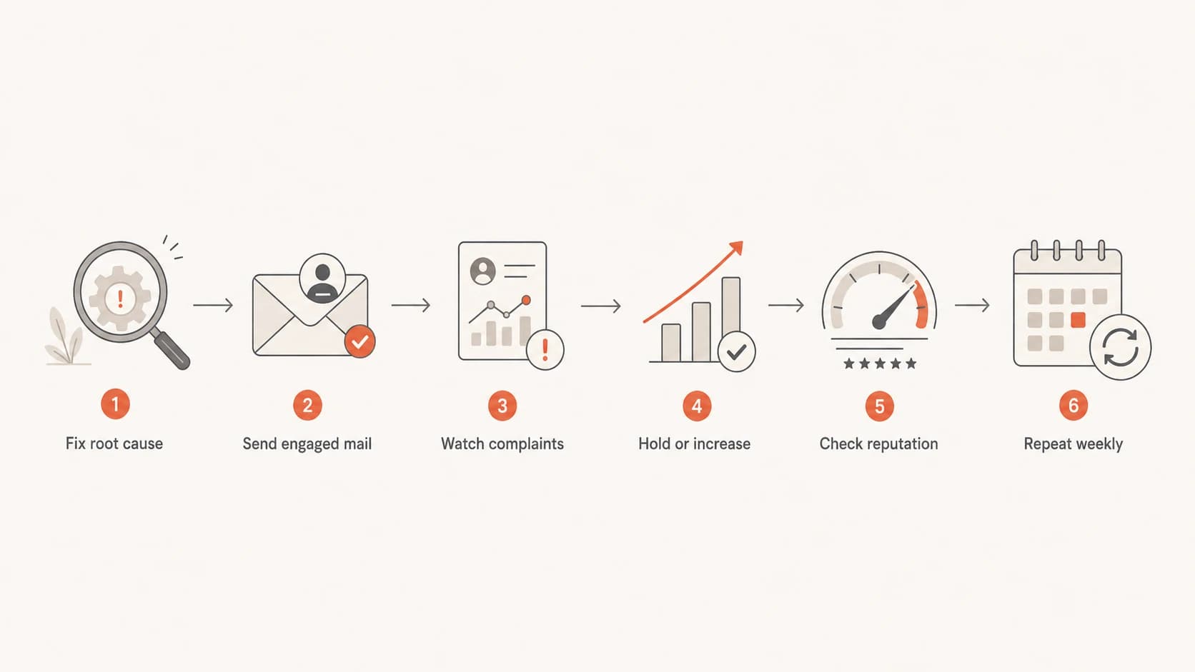 Weekly decision path for rebuilding domain reputation.