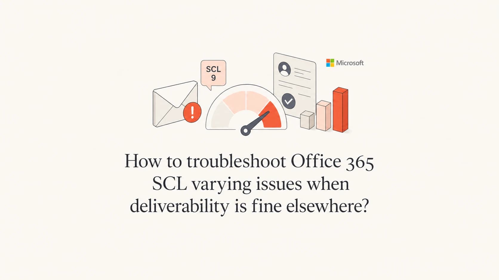 Office 365 email scoring thumbnail with SCL troubleshooting visual.