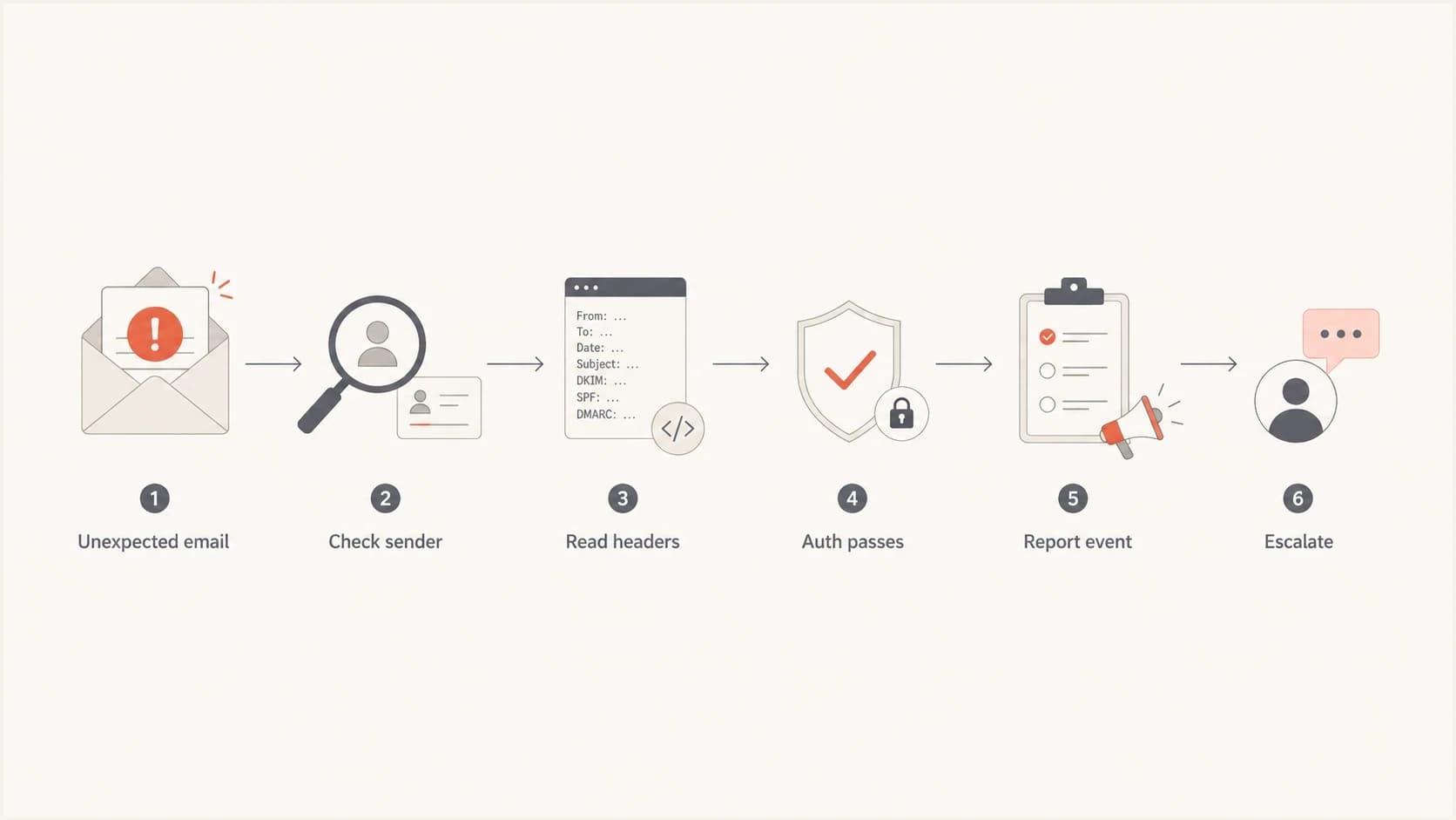 Flowchart for checking an unexpected event confirmation email.