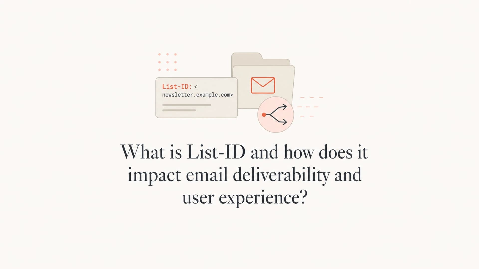 A calm editorial thumbnail showing a List-ID mail header routed into a folder.