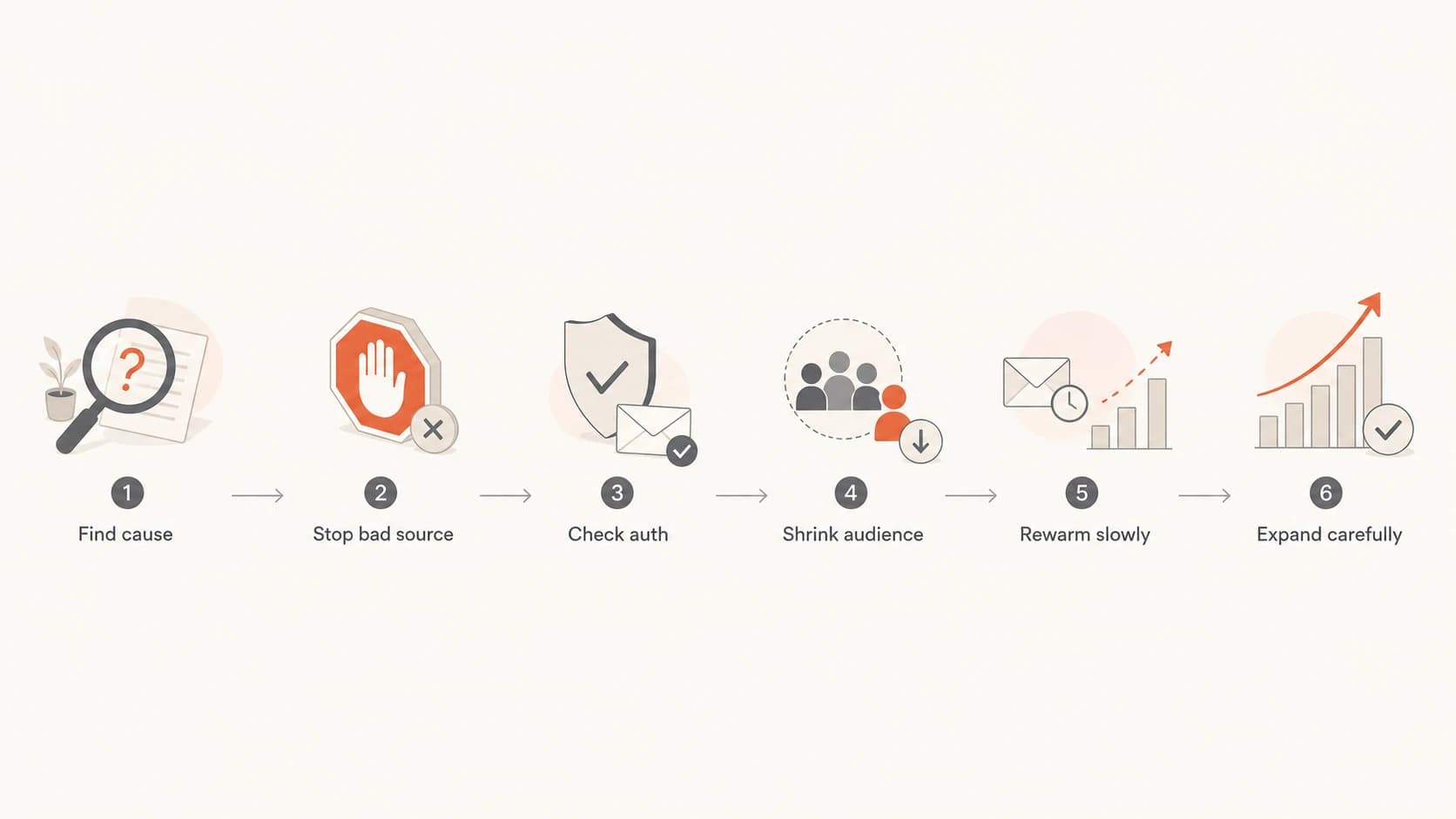 A six-step process for recovering domain reputation after a decline.