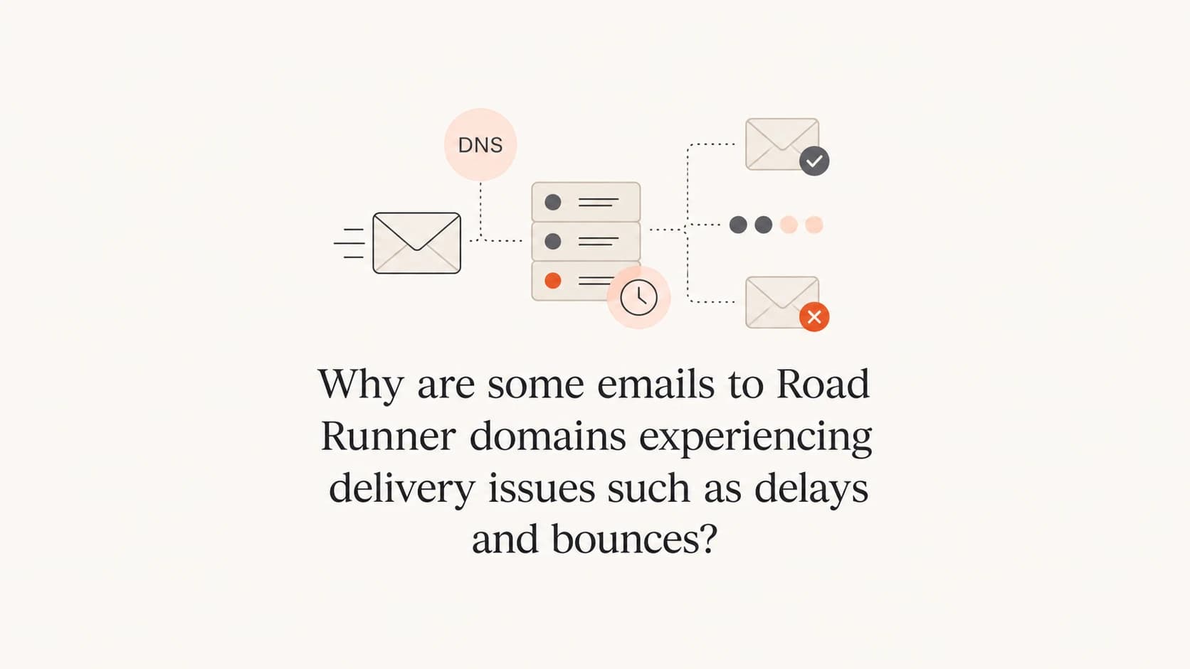 Road Runner delivery delays and bounces shown as mail routing and queue markers.