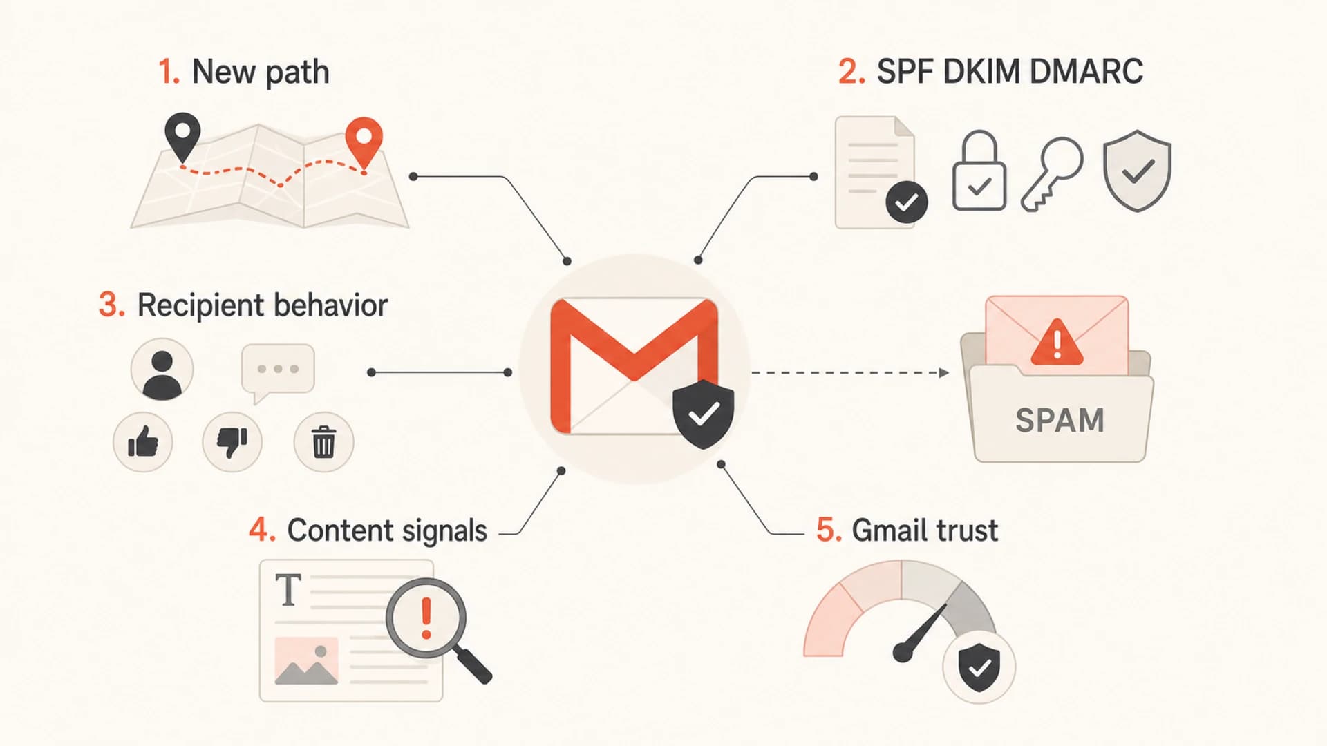 Five signals Gmail uses beyond basic email authentication.