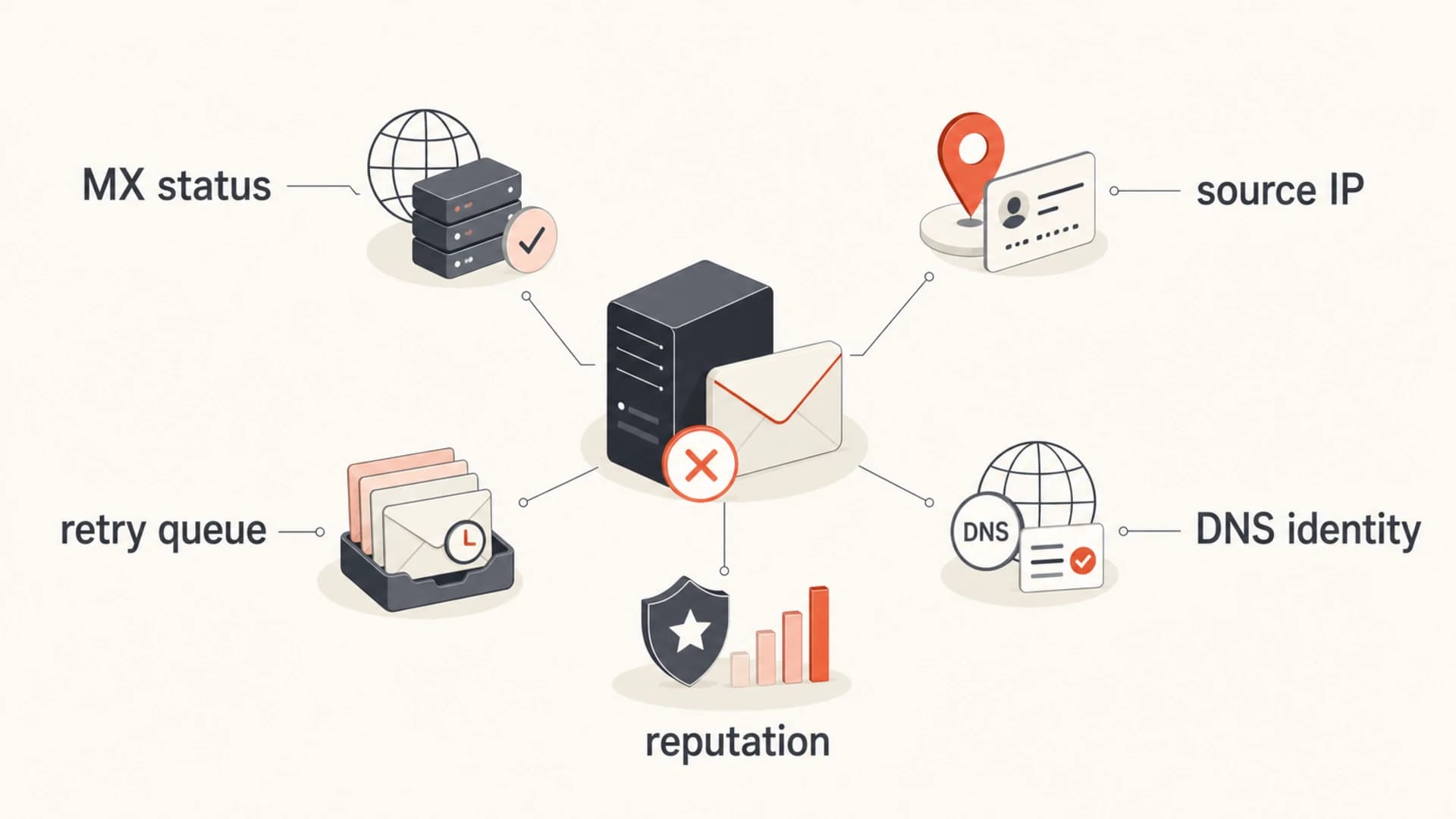 Five signals to check during an SMTP 421 incident.