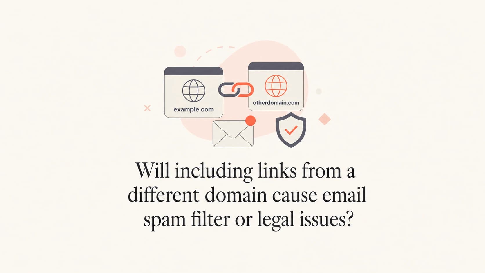 Two linked domain tiles and an email icon showing cross-domain email links.