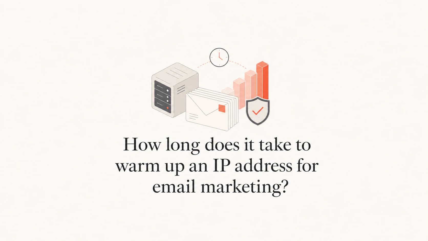 A calm editorial thumbnail showing an IP warming timeline for email marketing.