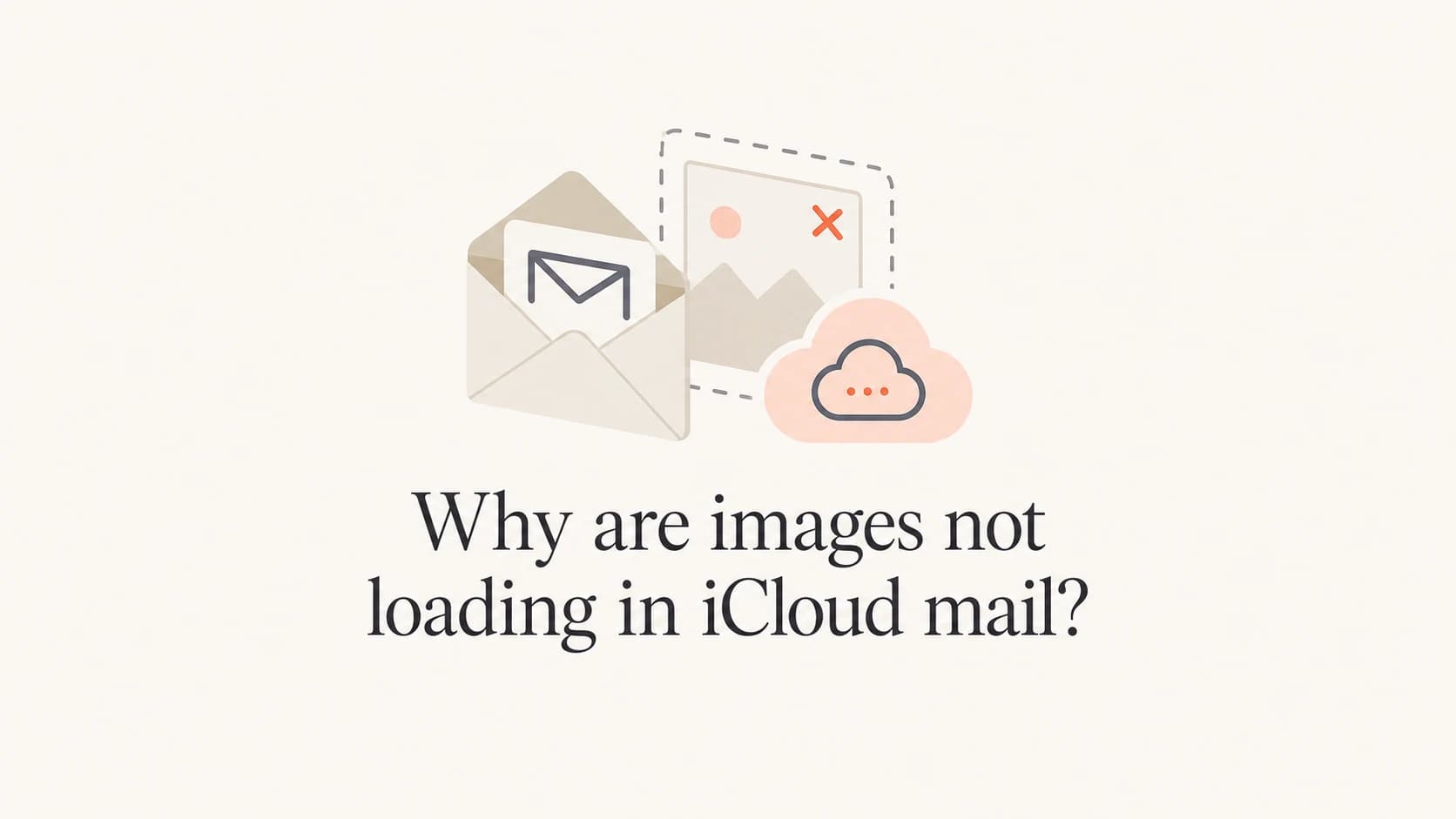 iCloud Mail image loading issue shown as an email with a missing image placeholder.