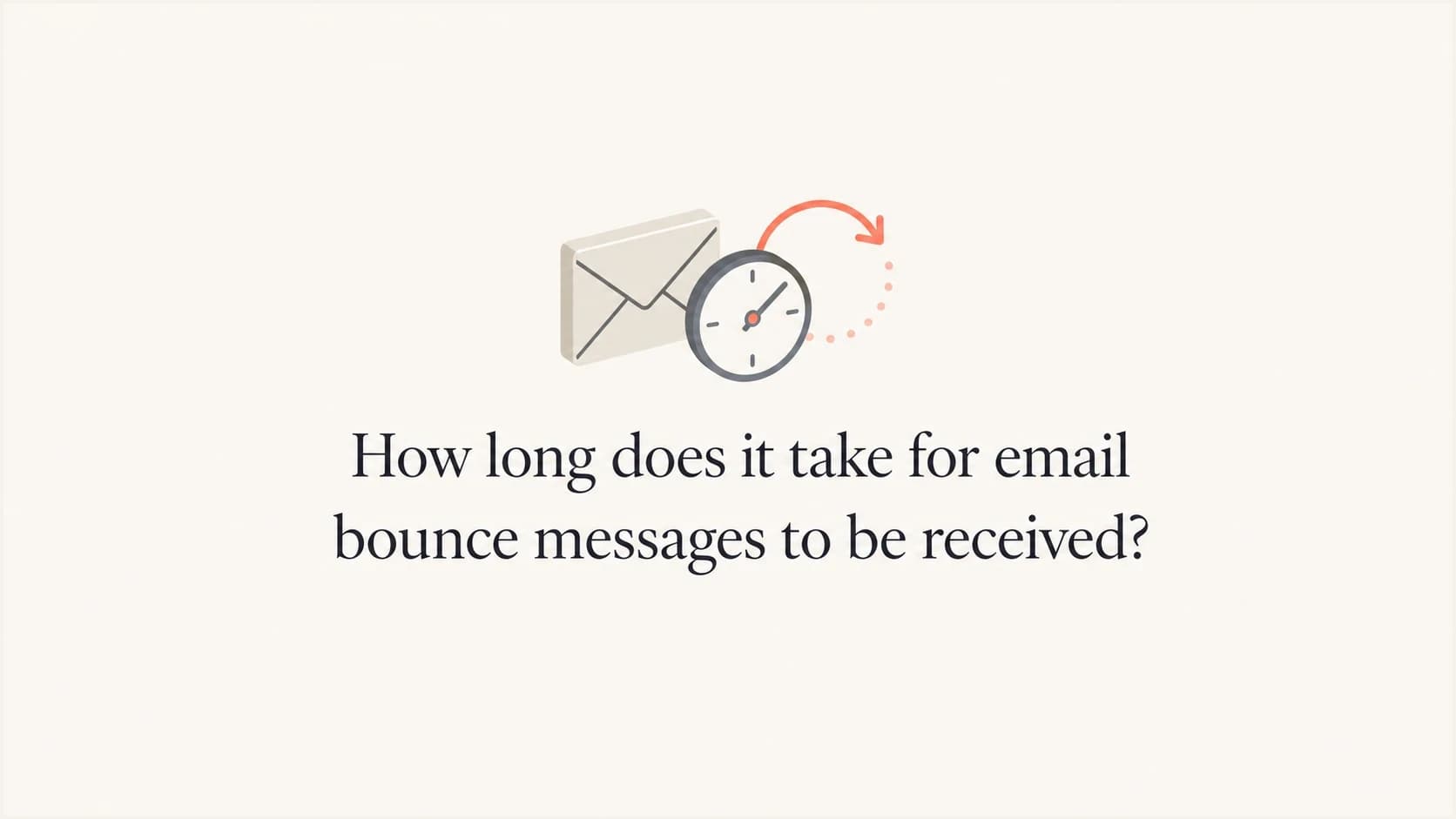How long email bounce messages take, shown with an envelope, clock, and retry loop.