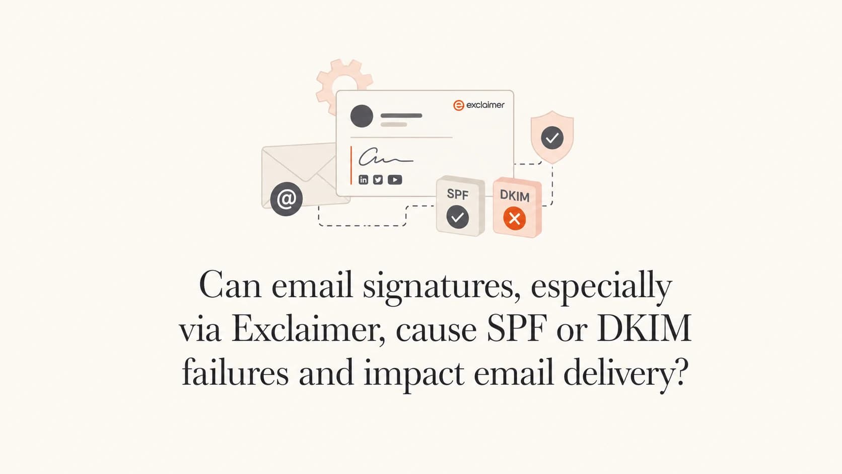 Email signature authentication flow with Exclaimer and DKIM signing.