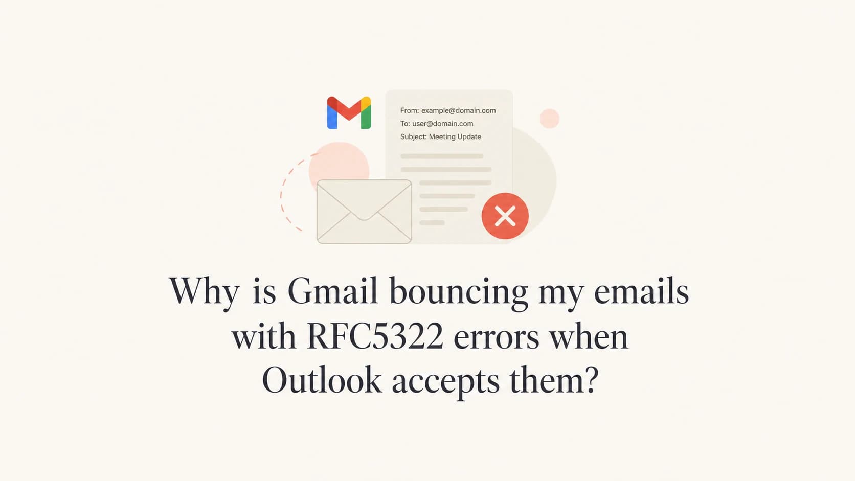 Gmail RFC5322 bounce shown as a header validation problem.