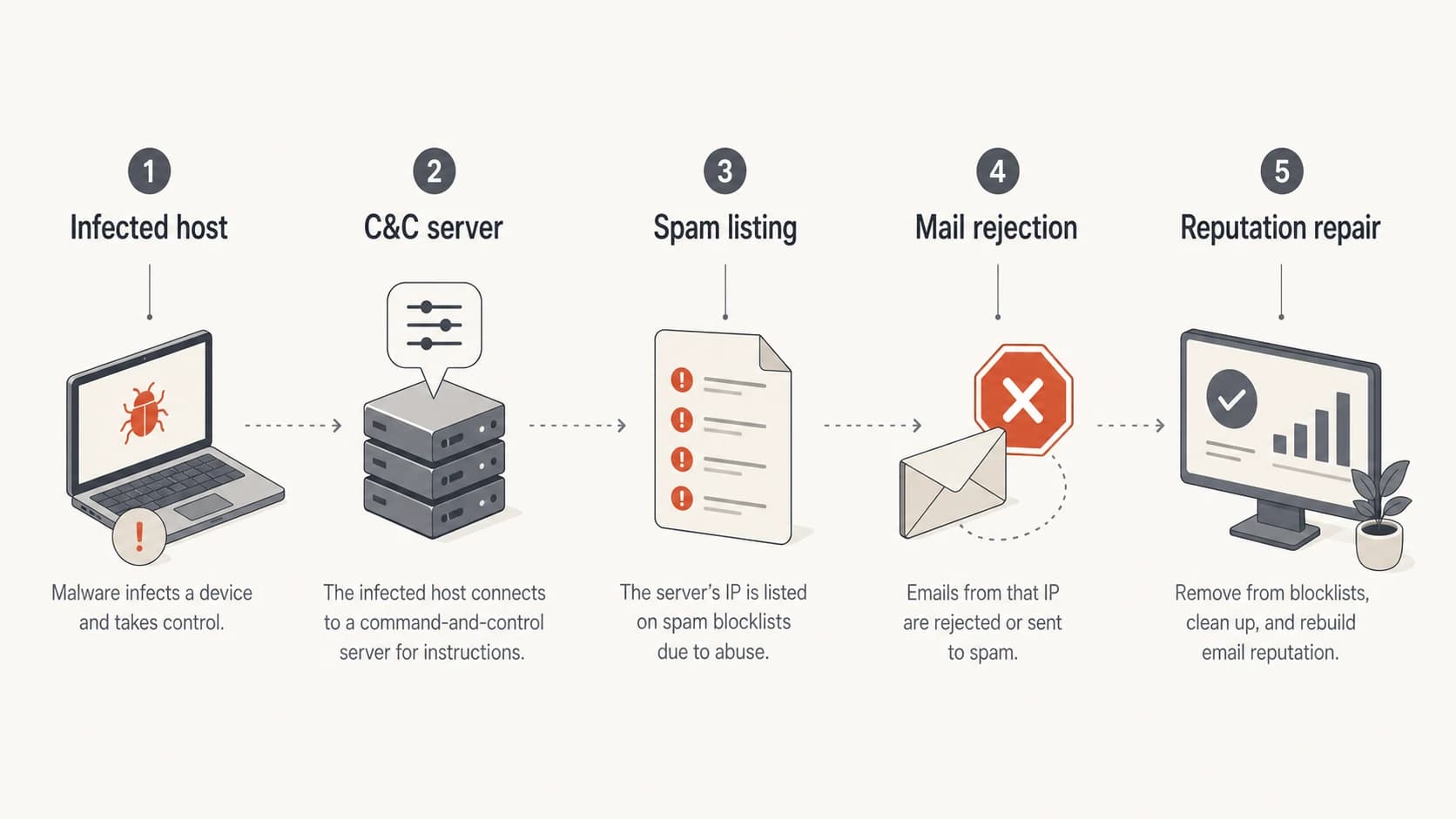 Infographic showing how bot activity can affect mail reputation.