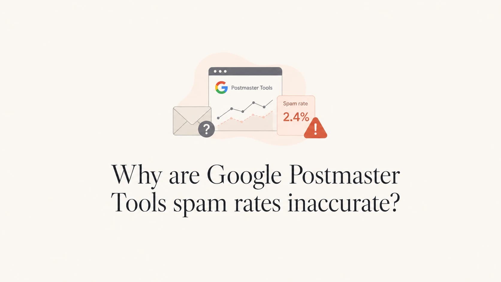Editorial thumbnail about inaccurate Google Postmaster Tools spam rates.