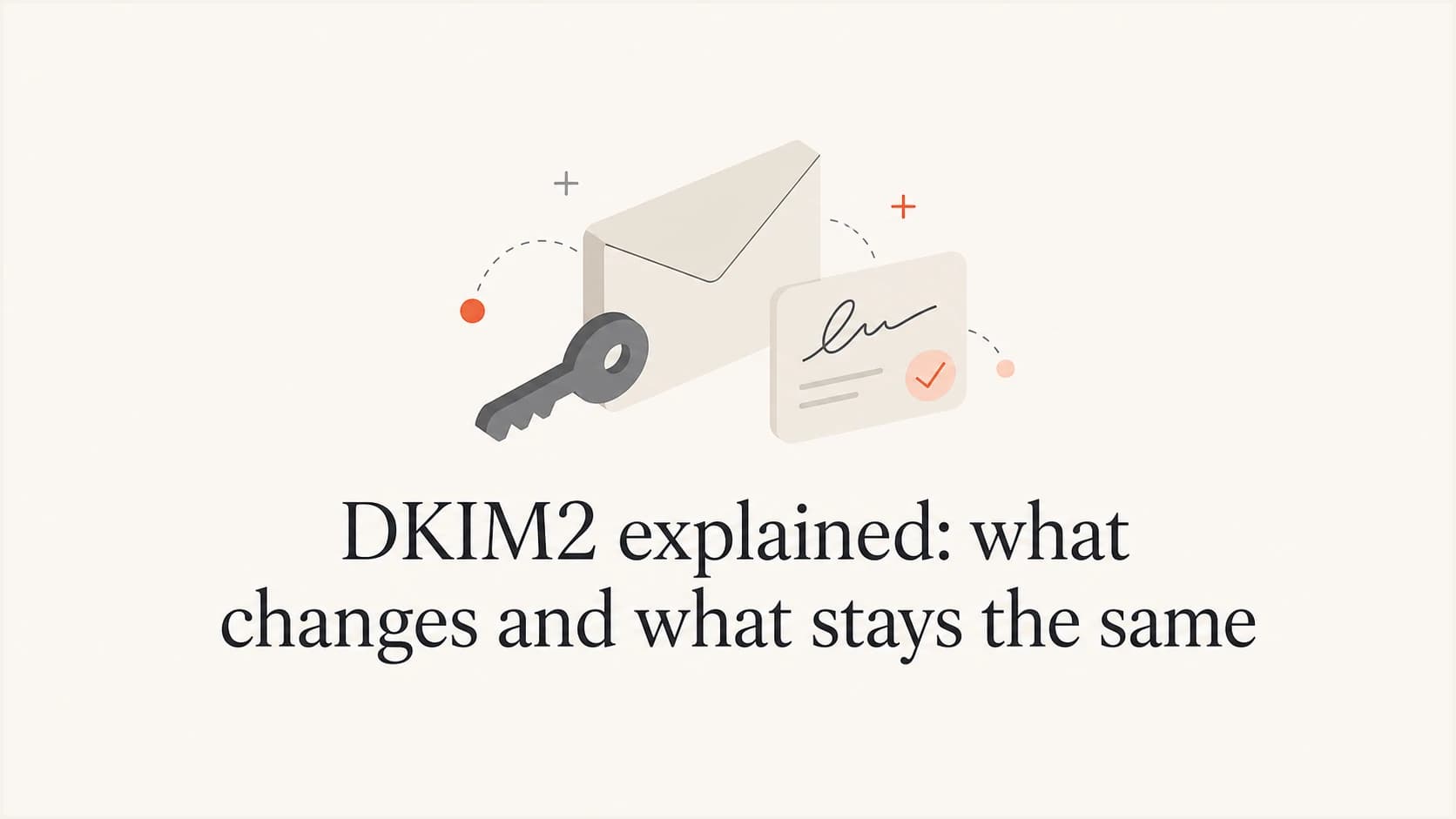 DKIM2 article thumbnail with email authentication icons.