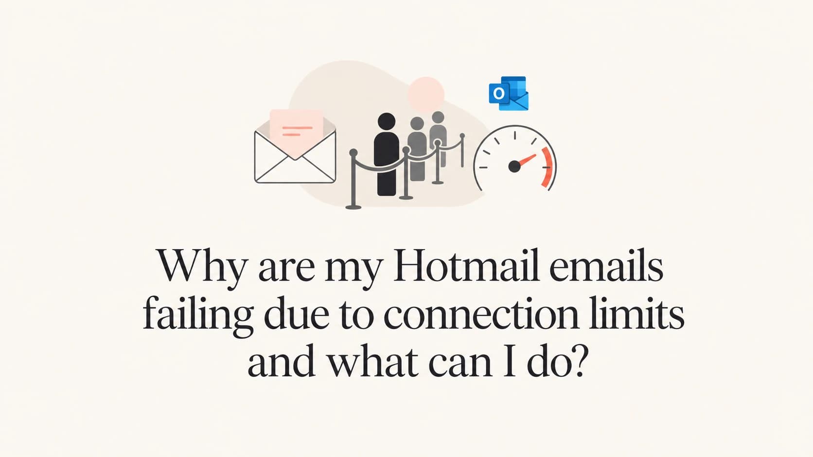 A Hotmail connection limit thumbnail with mail queues and a connection dial.