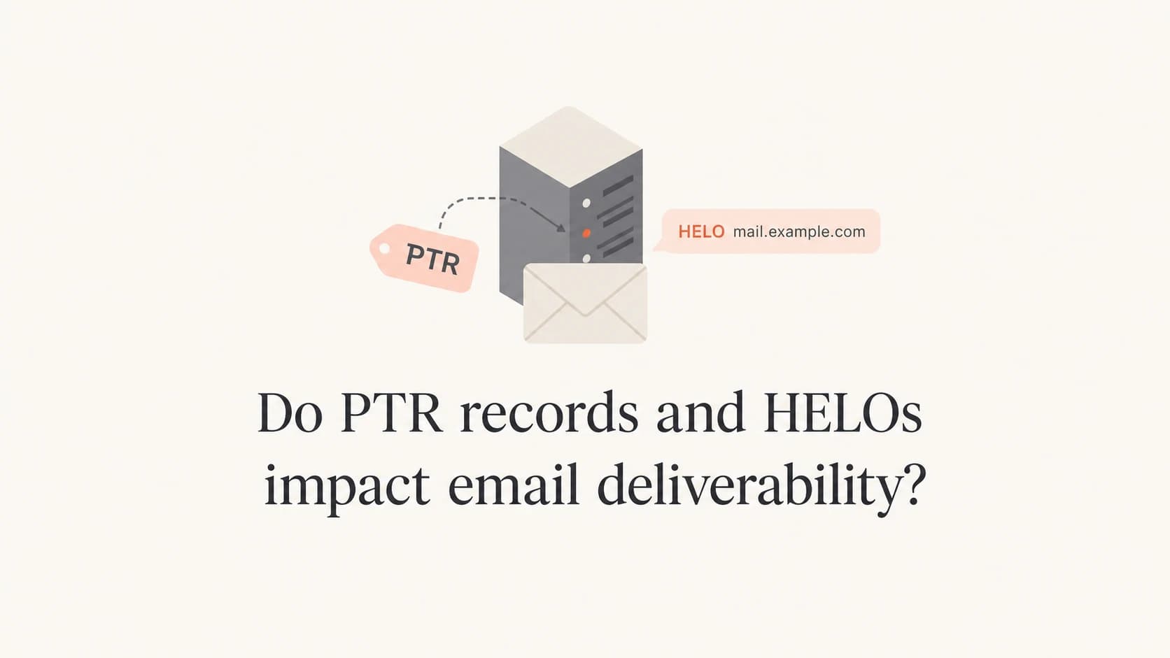 PTR, reverse DNS, and HELO signals shown as a clean email authentication concept image.