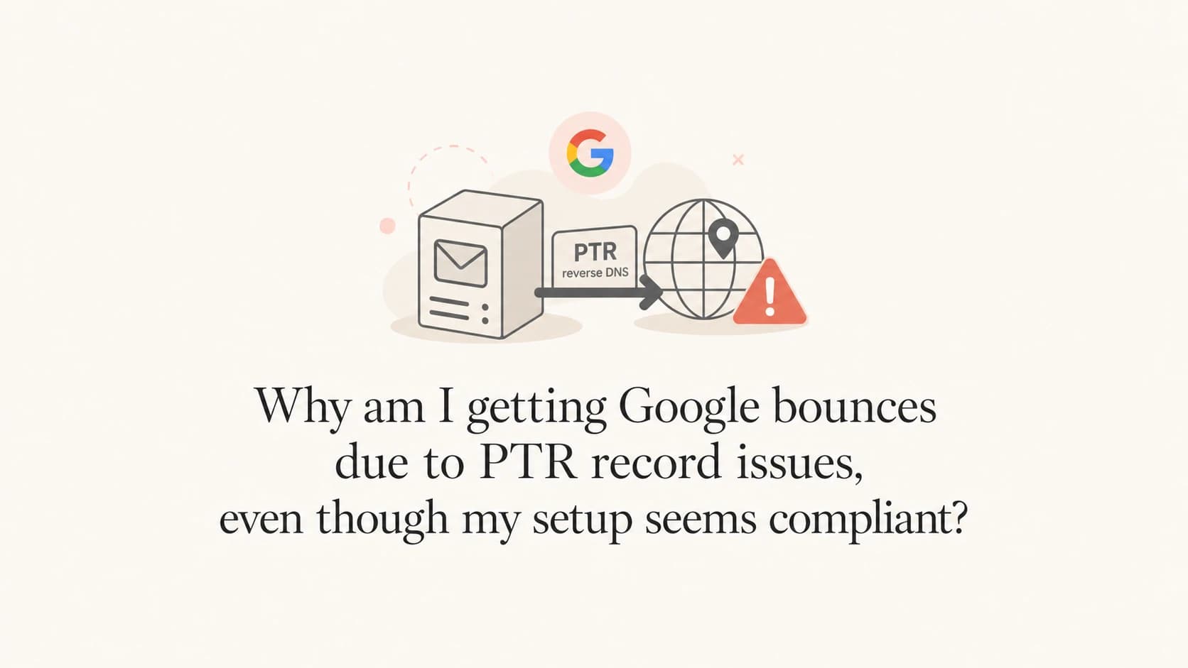 Reverse DNS mismatch causing Google PTR bounce errors.