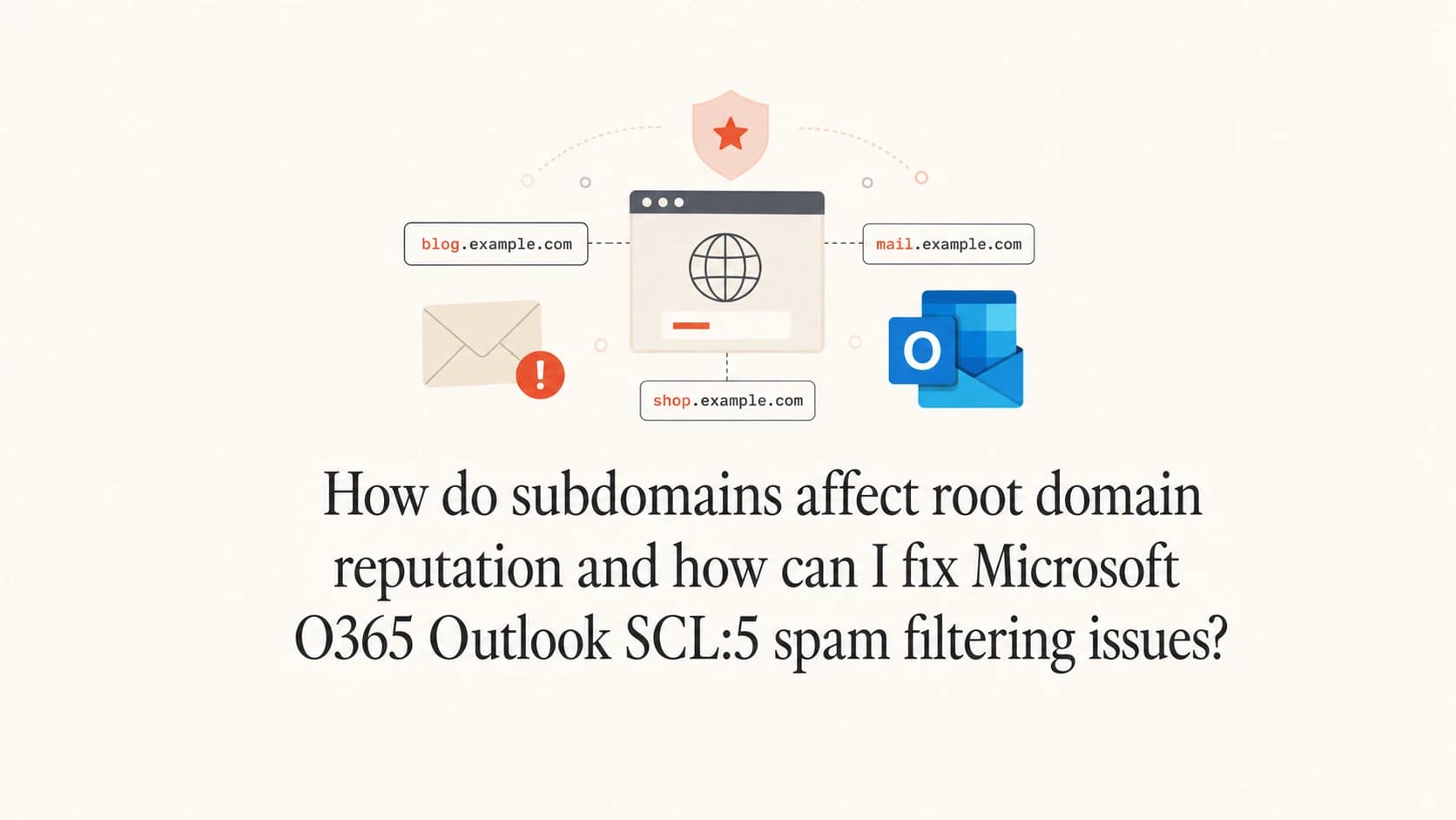 Root domain and subdomain reputation signals flowing into Outlook SCL filtering.