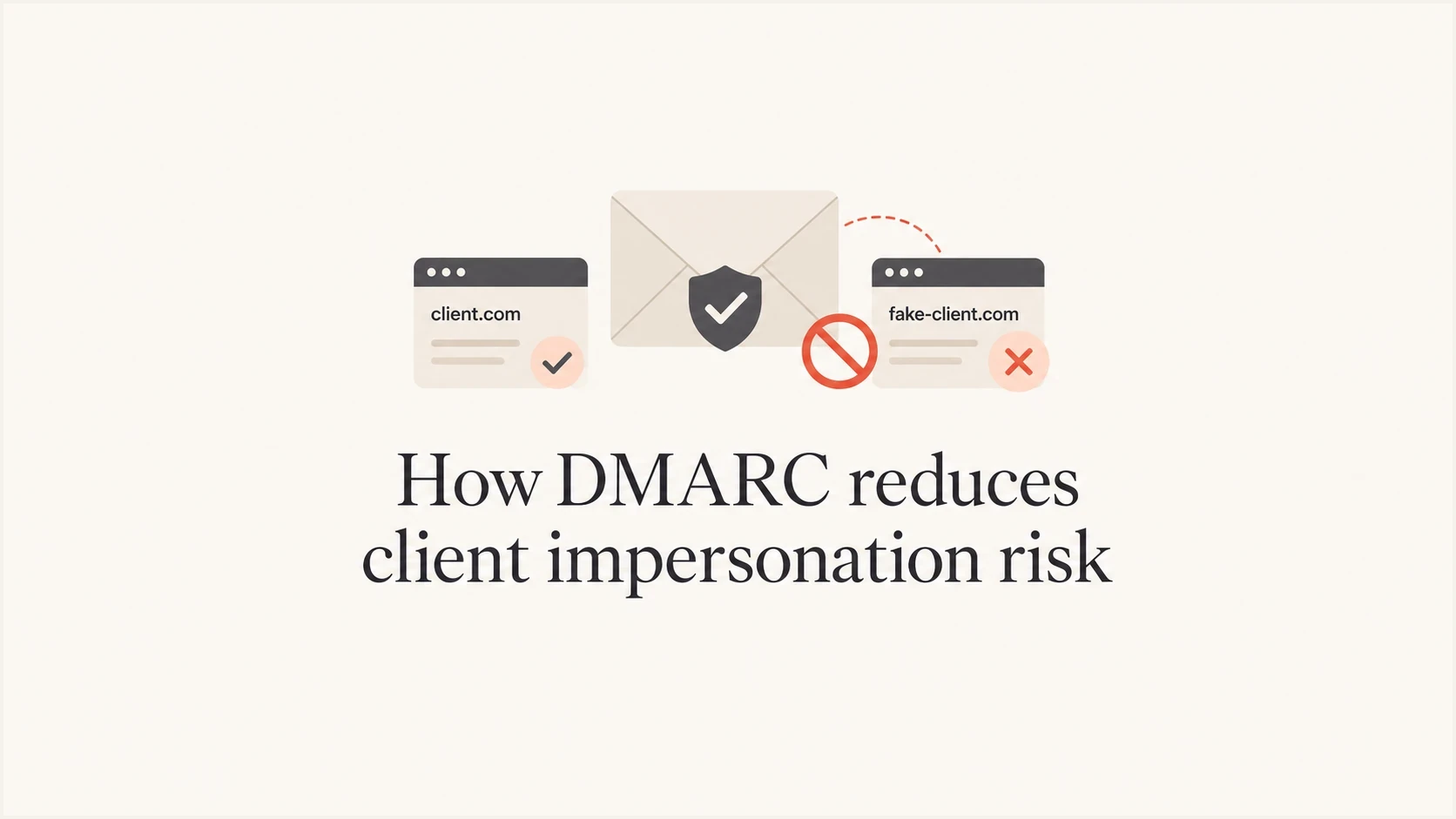 Editorial thumbnail for how DMARC reduces client impersonation risk.