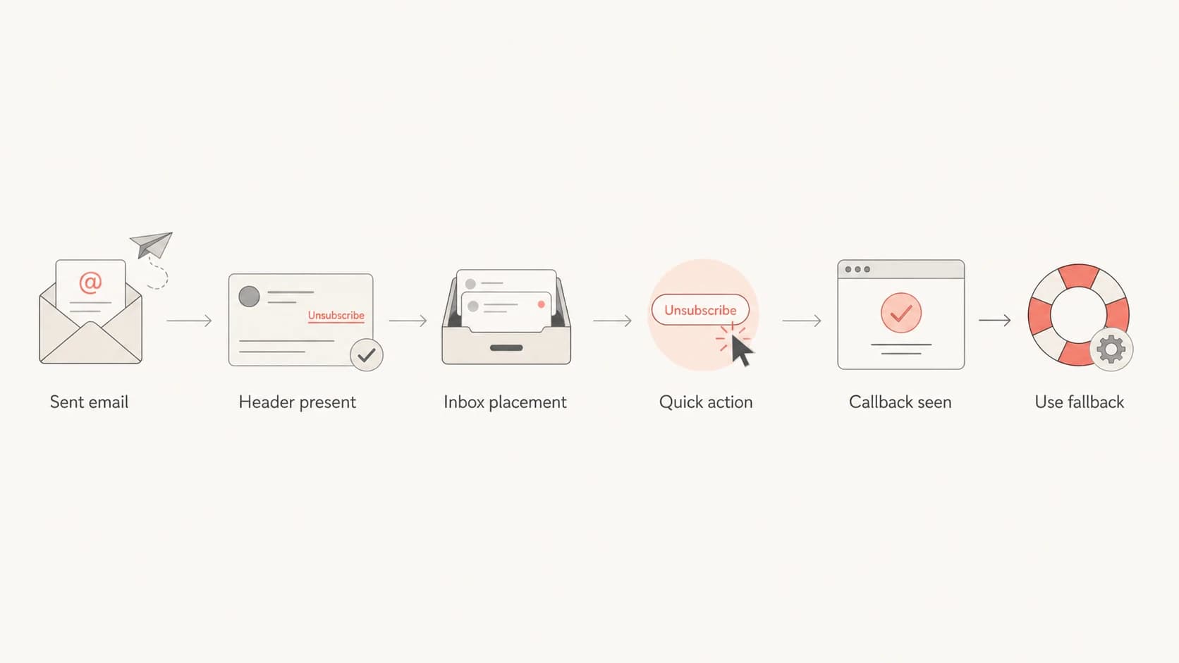 Flowchart for testing Outlook unsubscribe callback behavior.