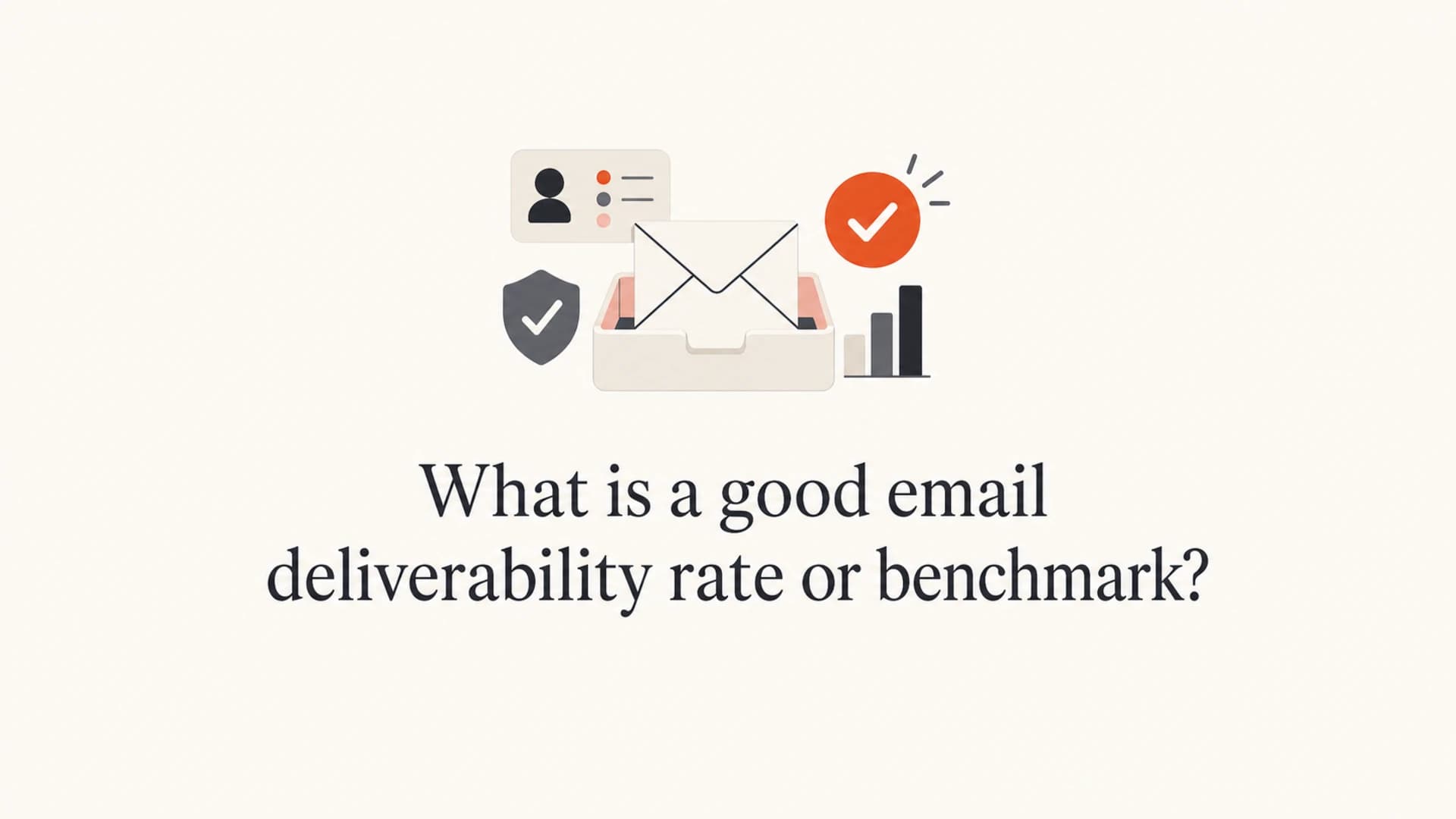 A calm editorial thumbnail showing the article title and email benchmark objects.