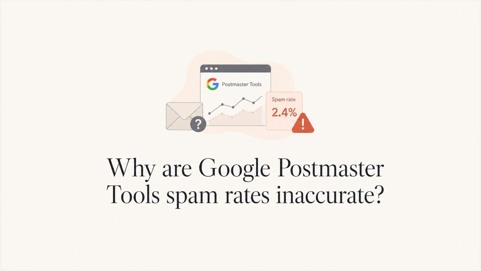 Editorial thumbnail about inaccurate Google Postmaster Tools spam rates.