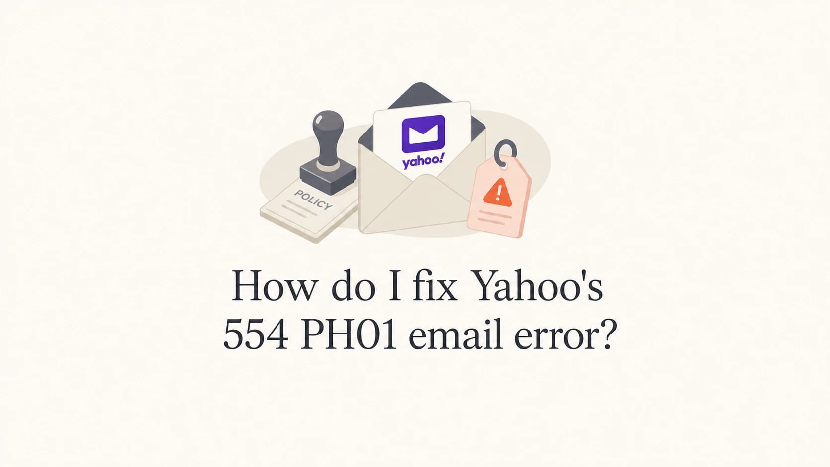 Yahoo PH01 error thumbnail with an email, policy stamp, and warning tag.