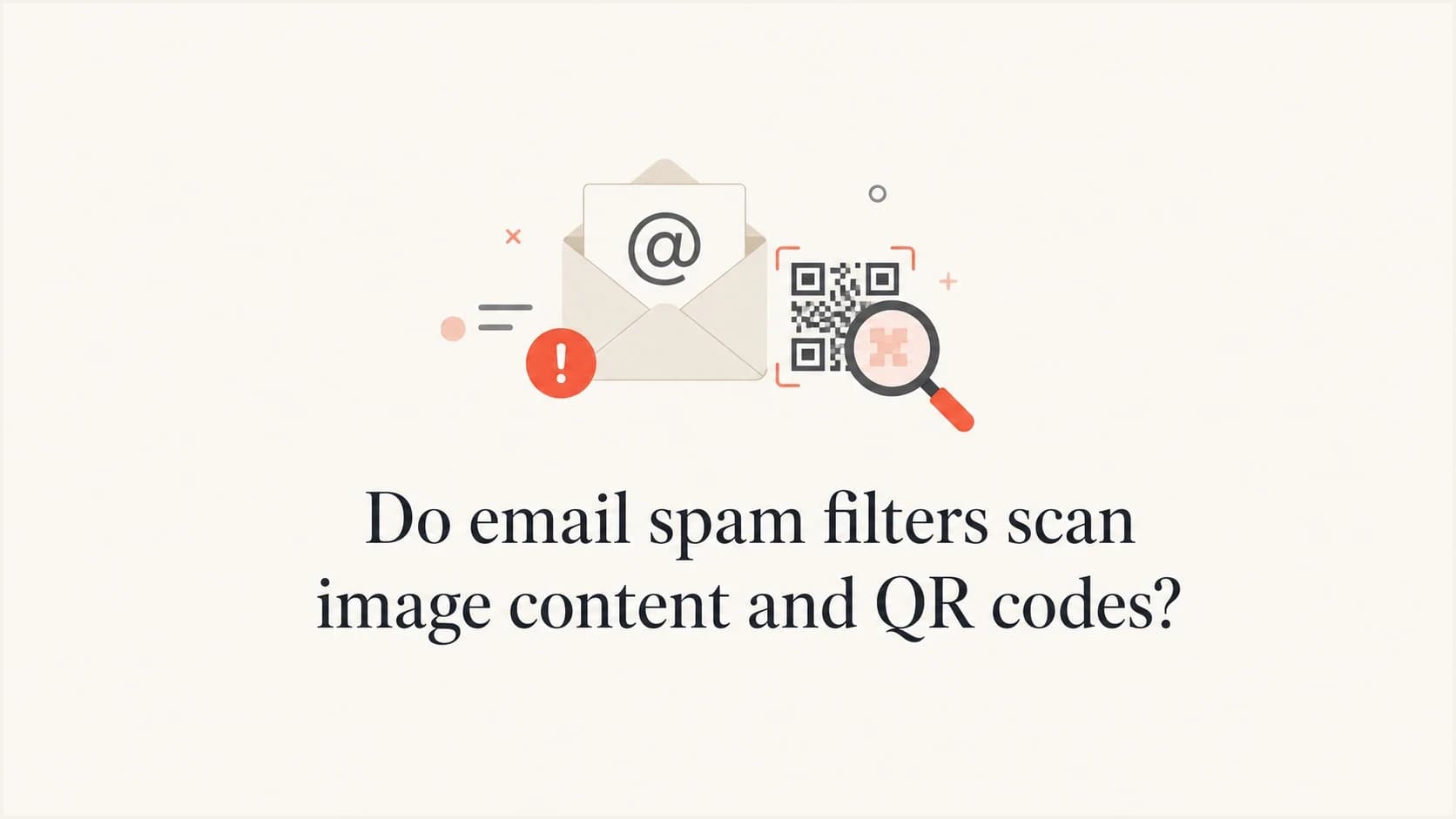 Email thumbnail with a QR code and magnifying glass.