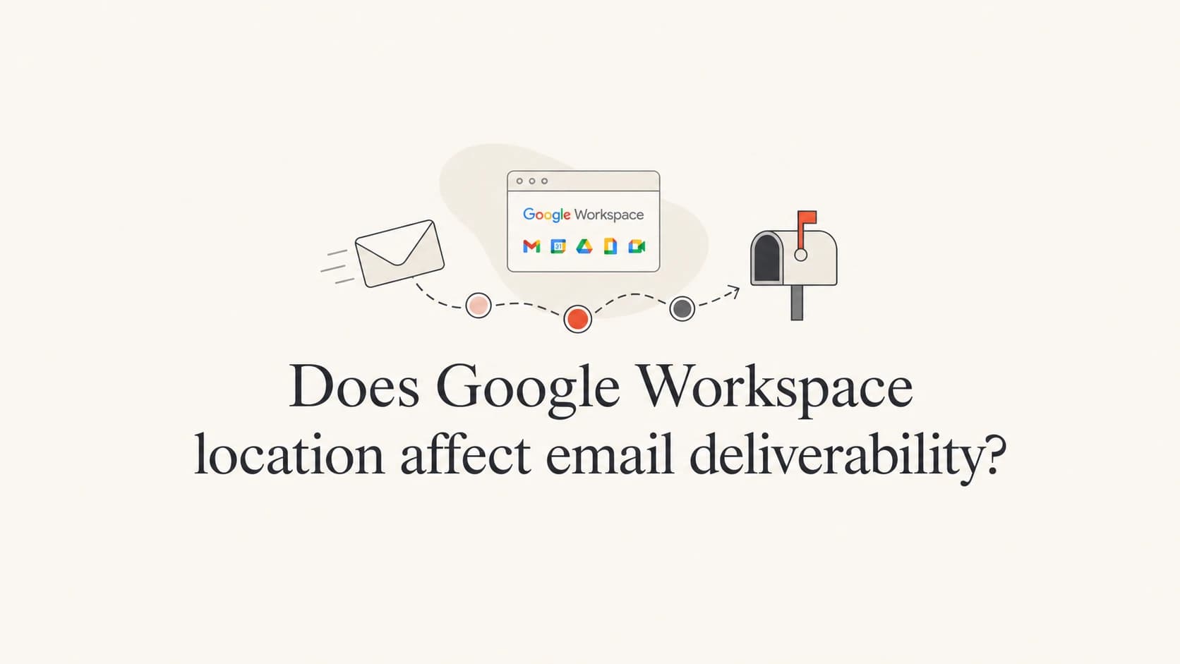 Google Workspace mail routing shown as a simple deliverability concept image.