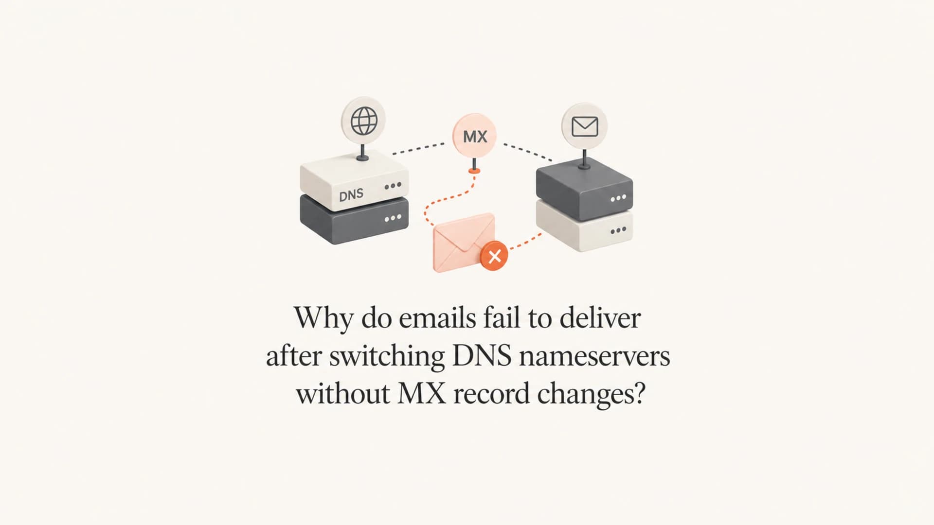 Nameserver switch and MX routing shown as a calm editorial thumbnail.