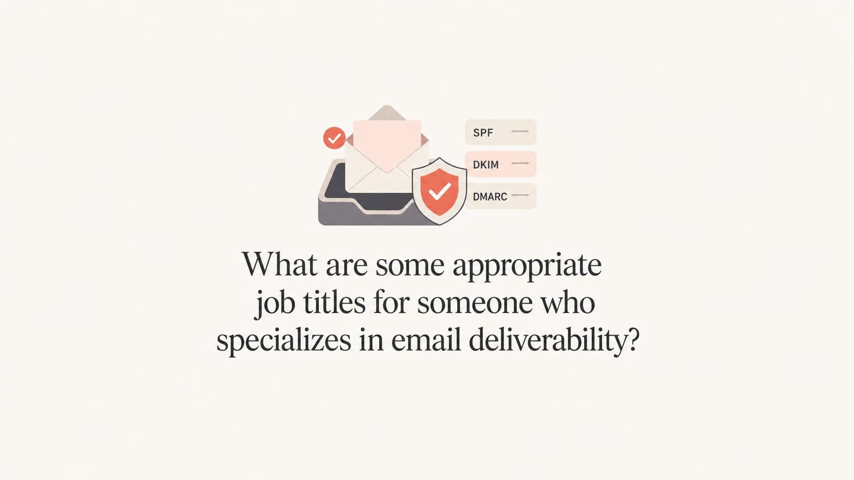 Email deliverability job titles shown with inbox and authentication symbols.