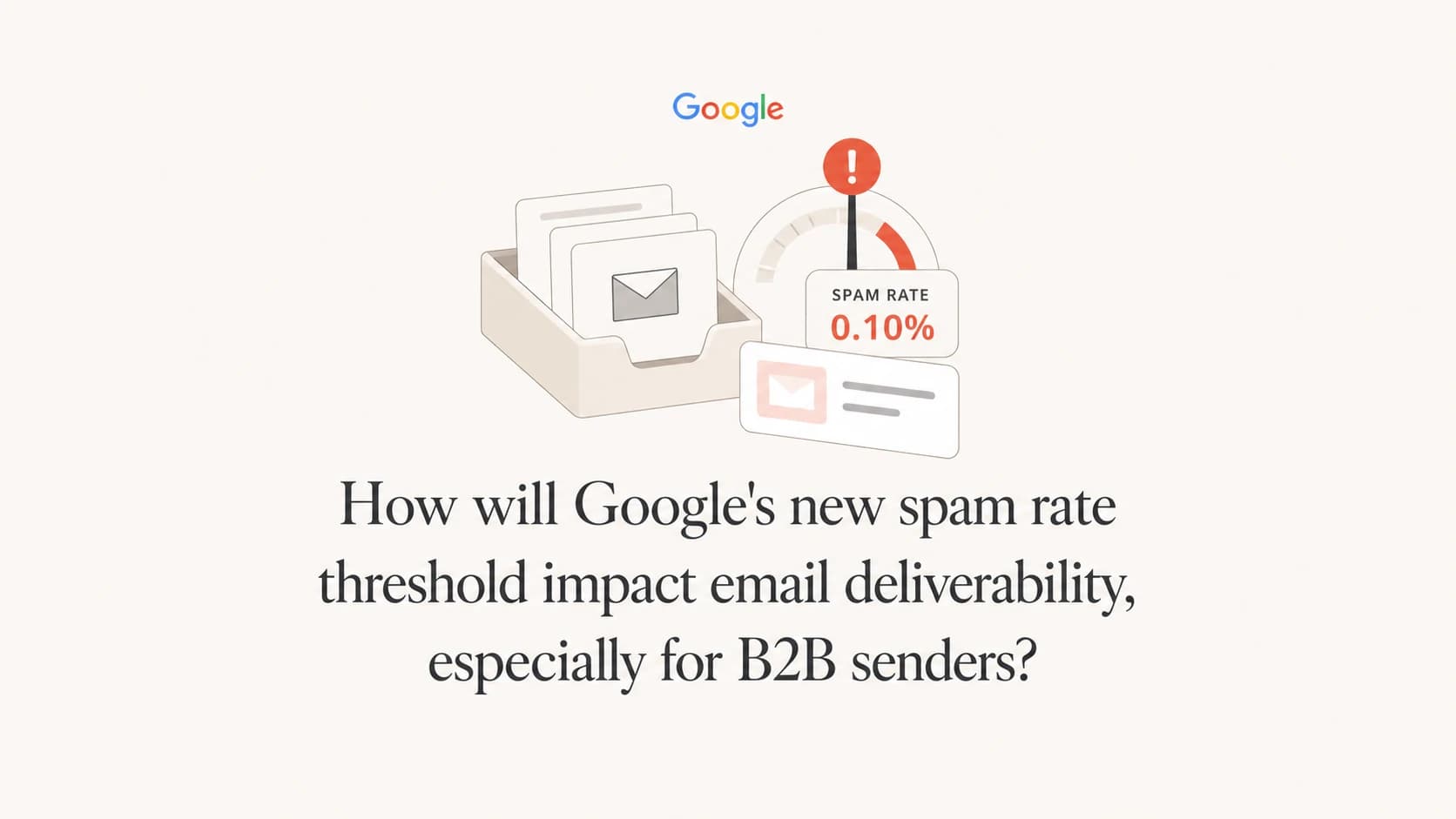 Editorial thumbnail about Google's spam rate threshold and B2B email deliverability.