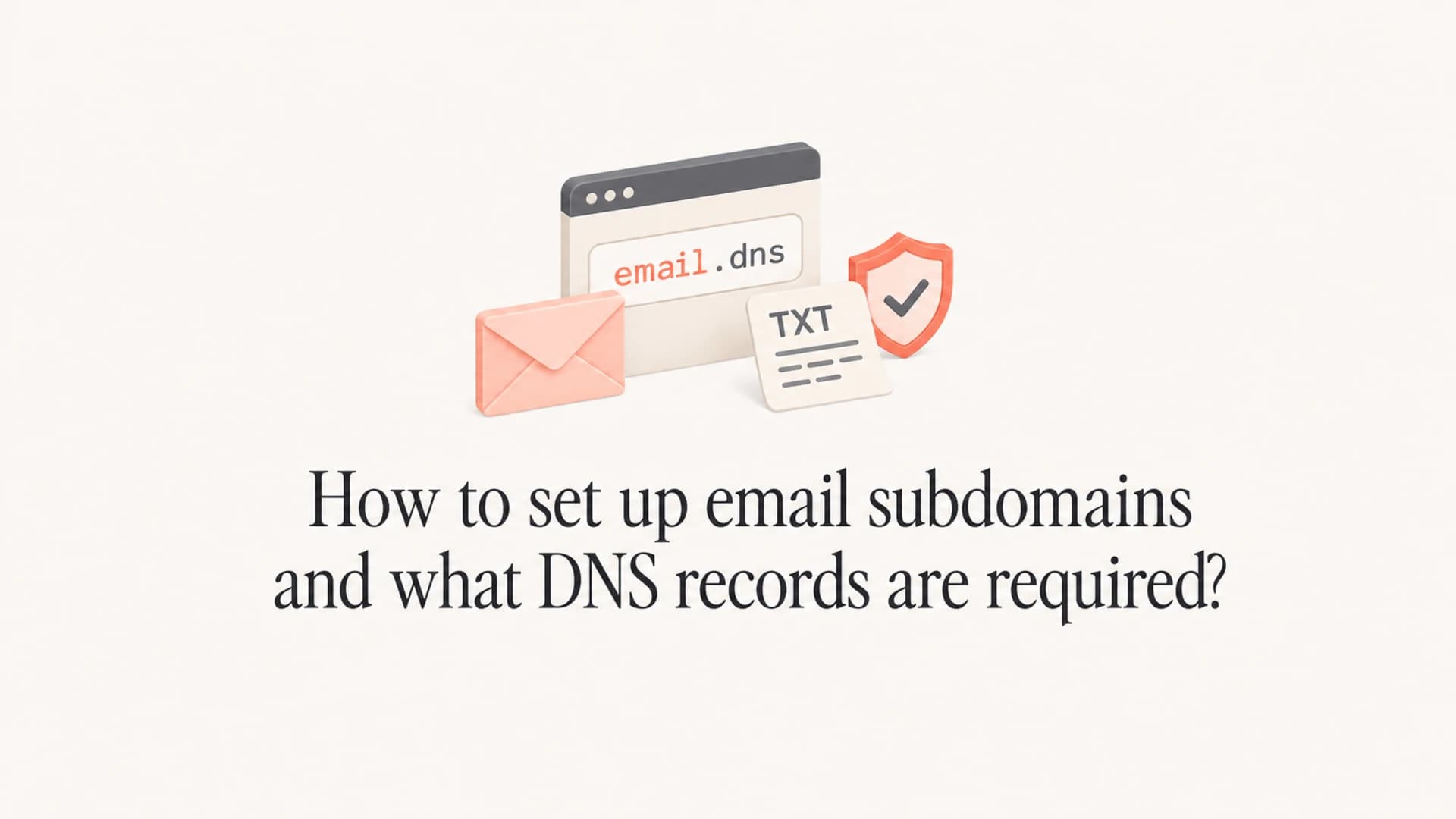 Email subdomain DNS records arranged around an envelope.