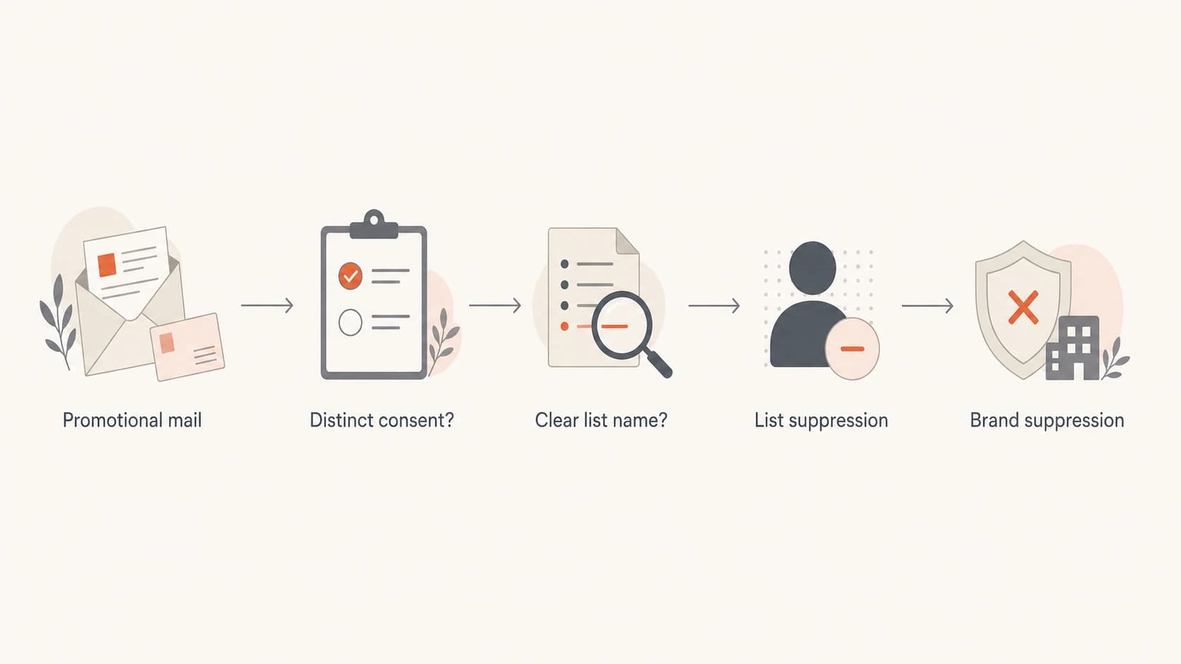 A flowchart for choosing list-level or brand-level unsubscribe suppression.