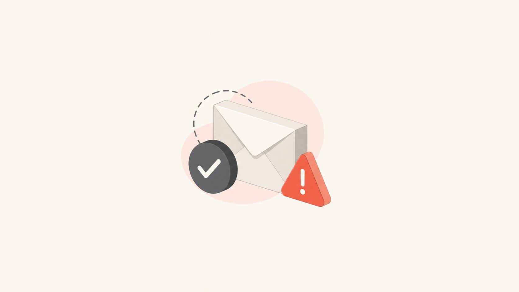 Authenticated email icon with a warning marker.