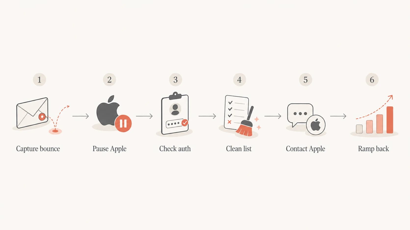 Flowchart for recovering from an Apple local policy email block.