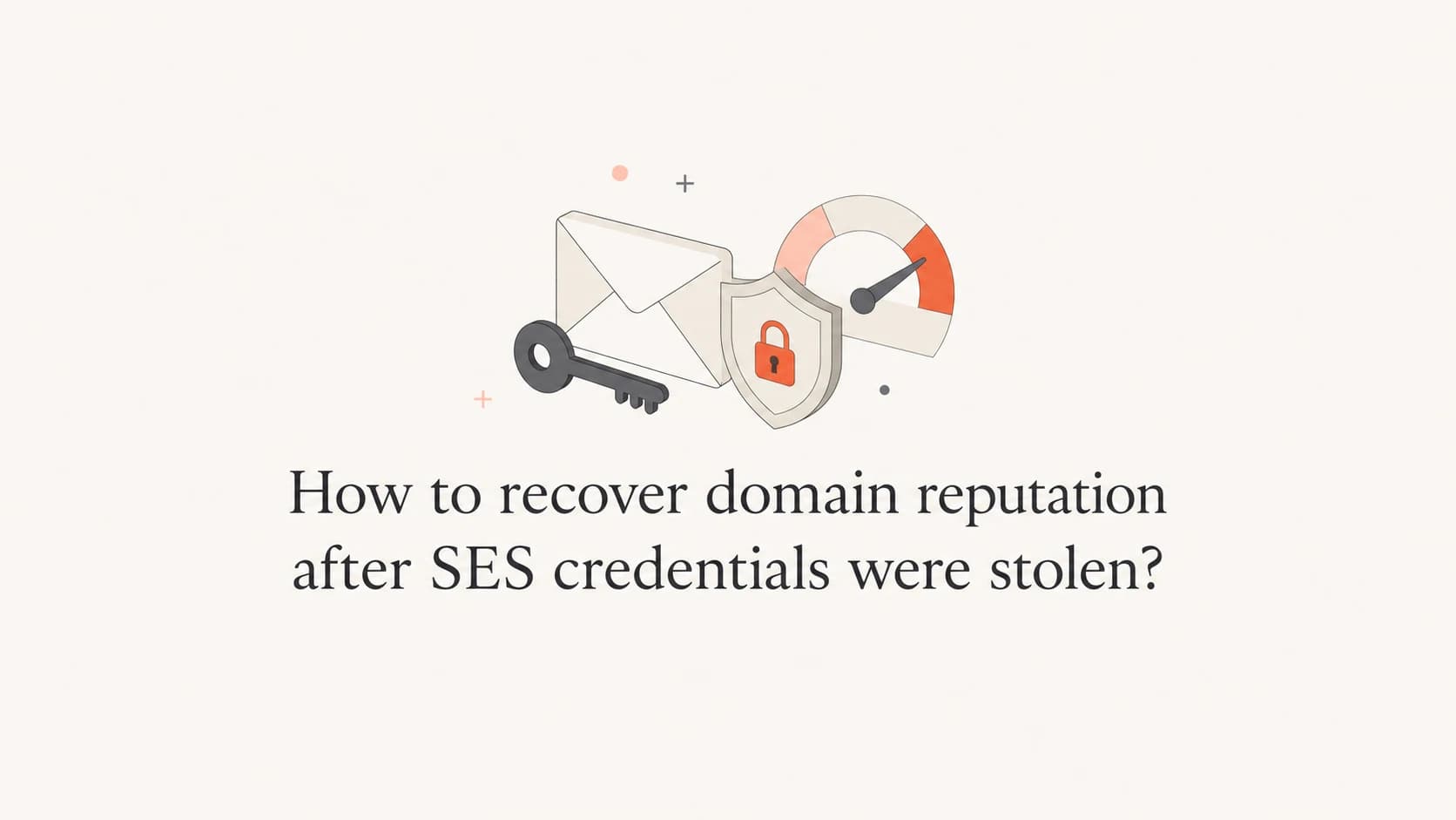 A key, envelope, shield, and reputation gauge for SES credential recovery.