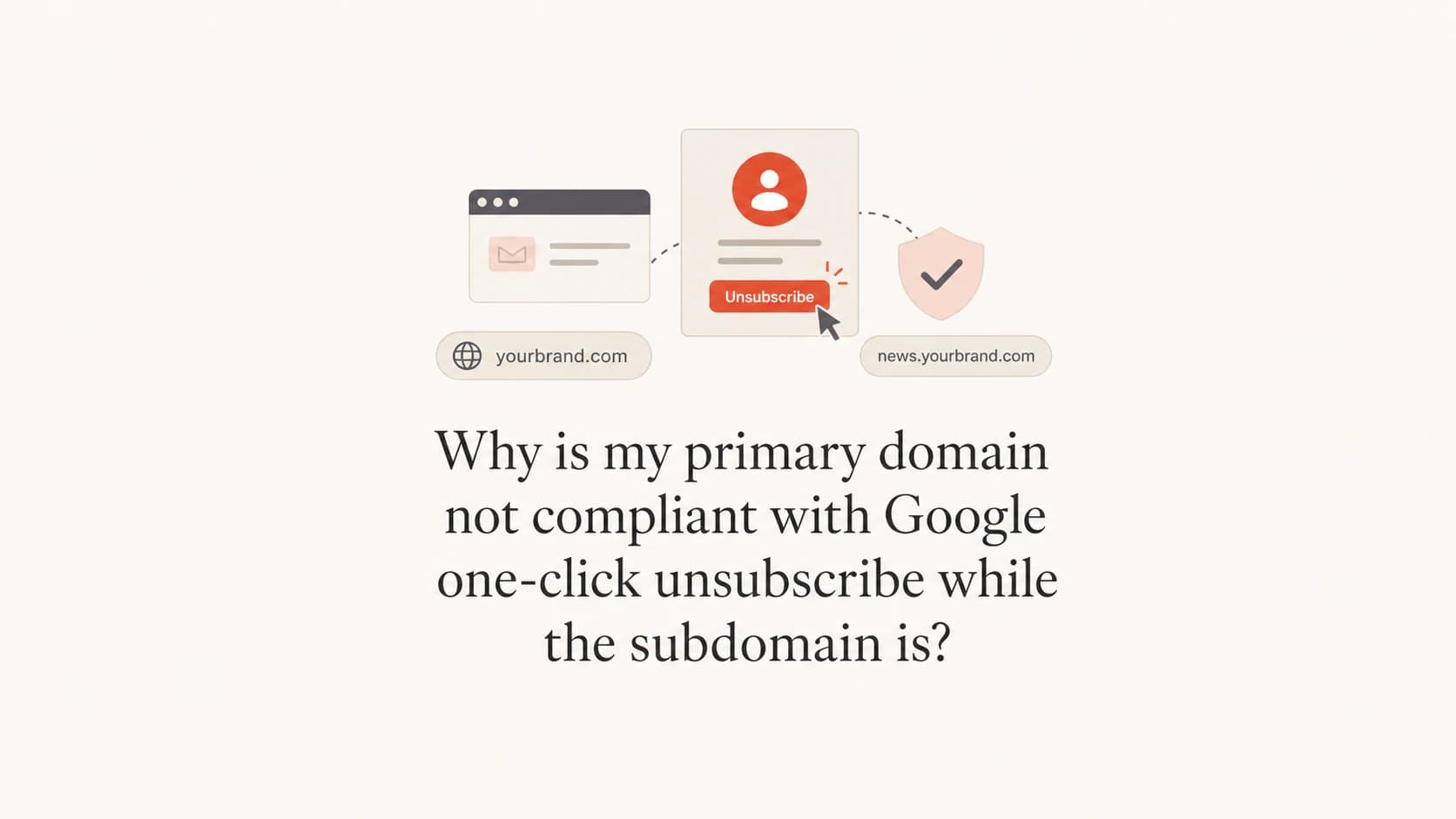 A root domain and subdomain shown with separate unsubscribe compliance signals.