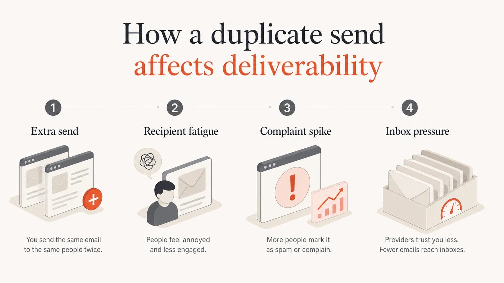 Infographic showing duplicate send effects